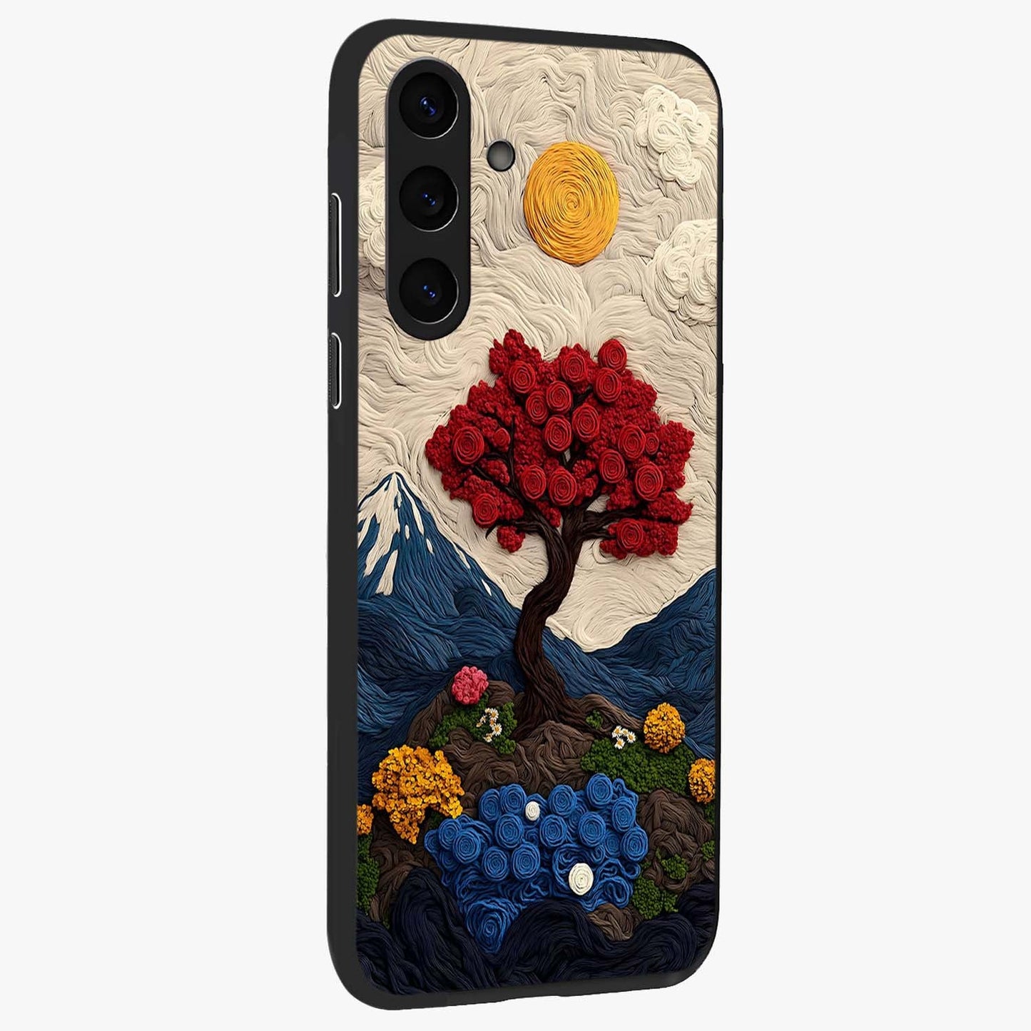 Eternal Nature Tapestry Glass Case upright view showcasing elegant nature tapestry design with decorative style.