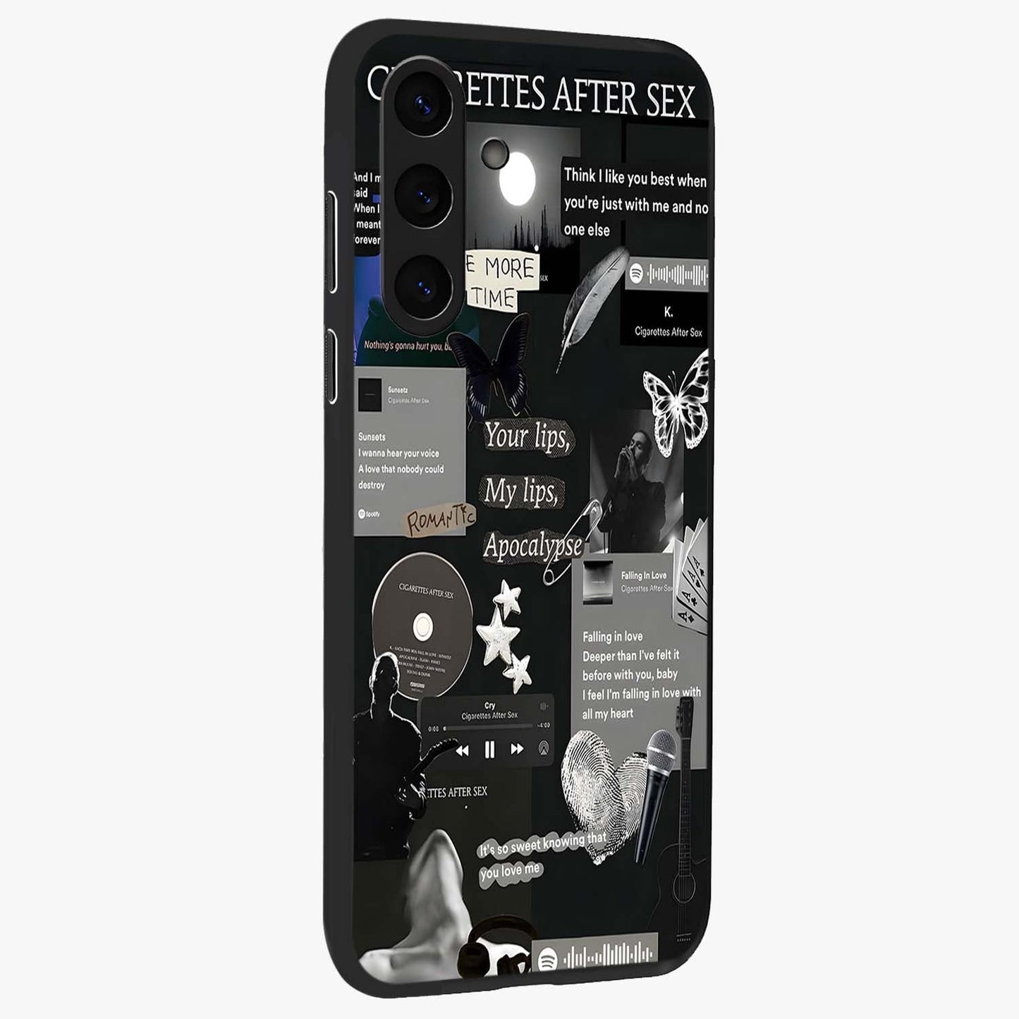 Midnight Love Echo Glass Case upright view showcasing expressive romantic artwork with dreamy midnight theme.