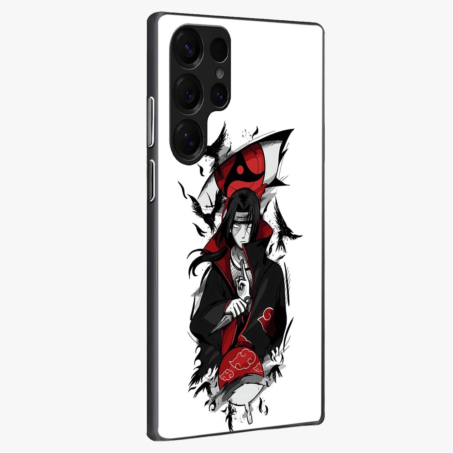 Itachi Limited Edition Naruto Anime Glass Case upright view showcasing intense anime artwork with powerful character theme.