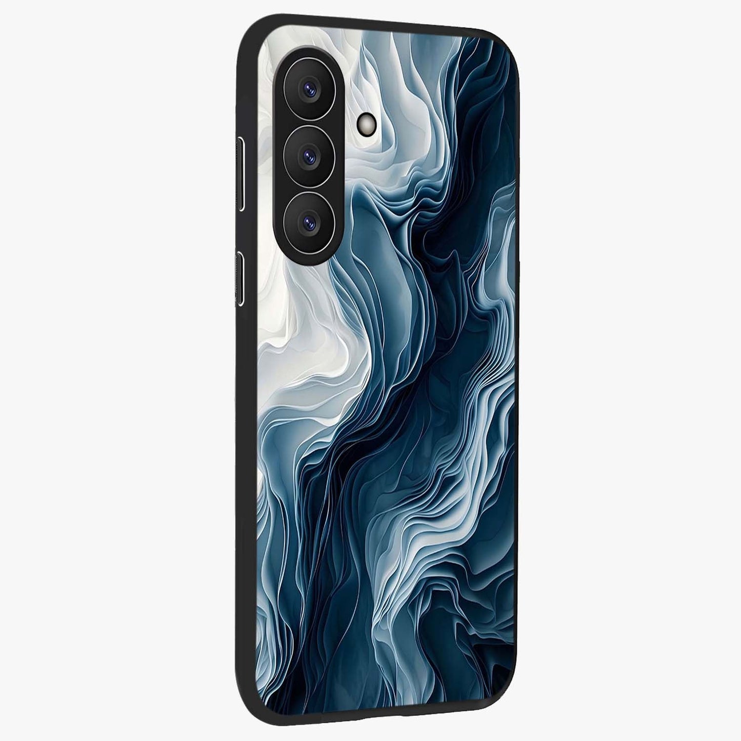 Ethereal Paper Marble Glass Case upright view showcasing smooth marble artwork with refined minimalist theme.