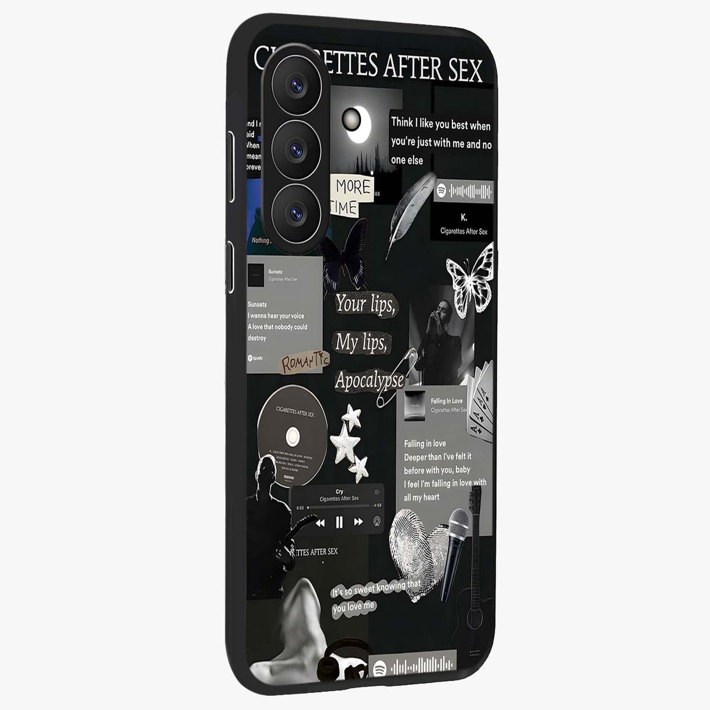 Midnight Love Echo Glass Case upright view showcasing expressive romantic artwork with dreamy midnight theme.