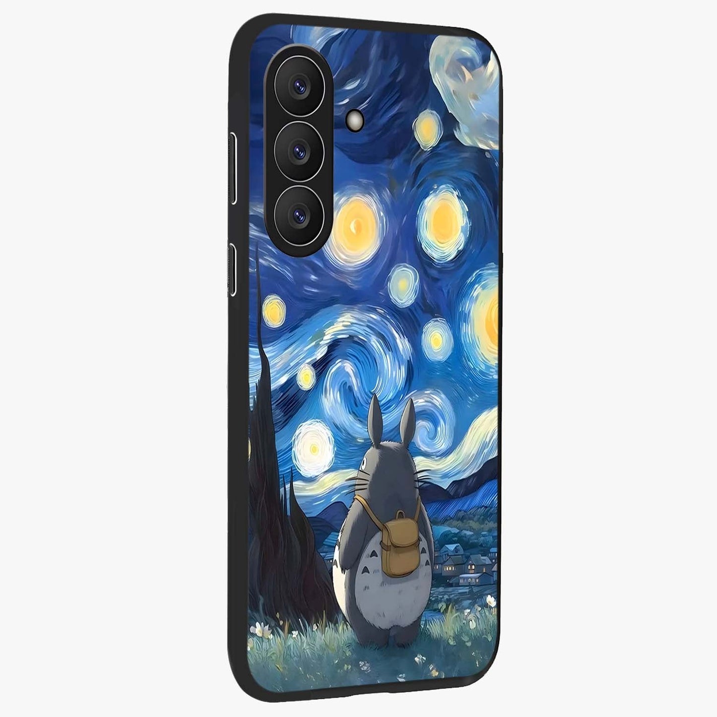 Totoro In Van Gogh Art Glass Case upright view showcasing creative character artwork with painterly artistic theme.