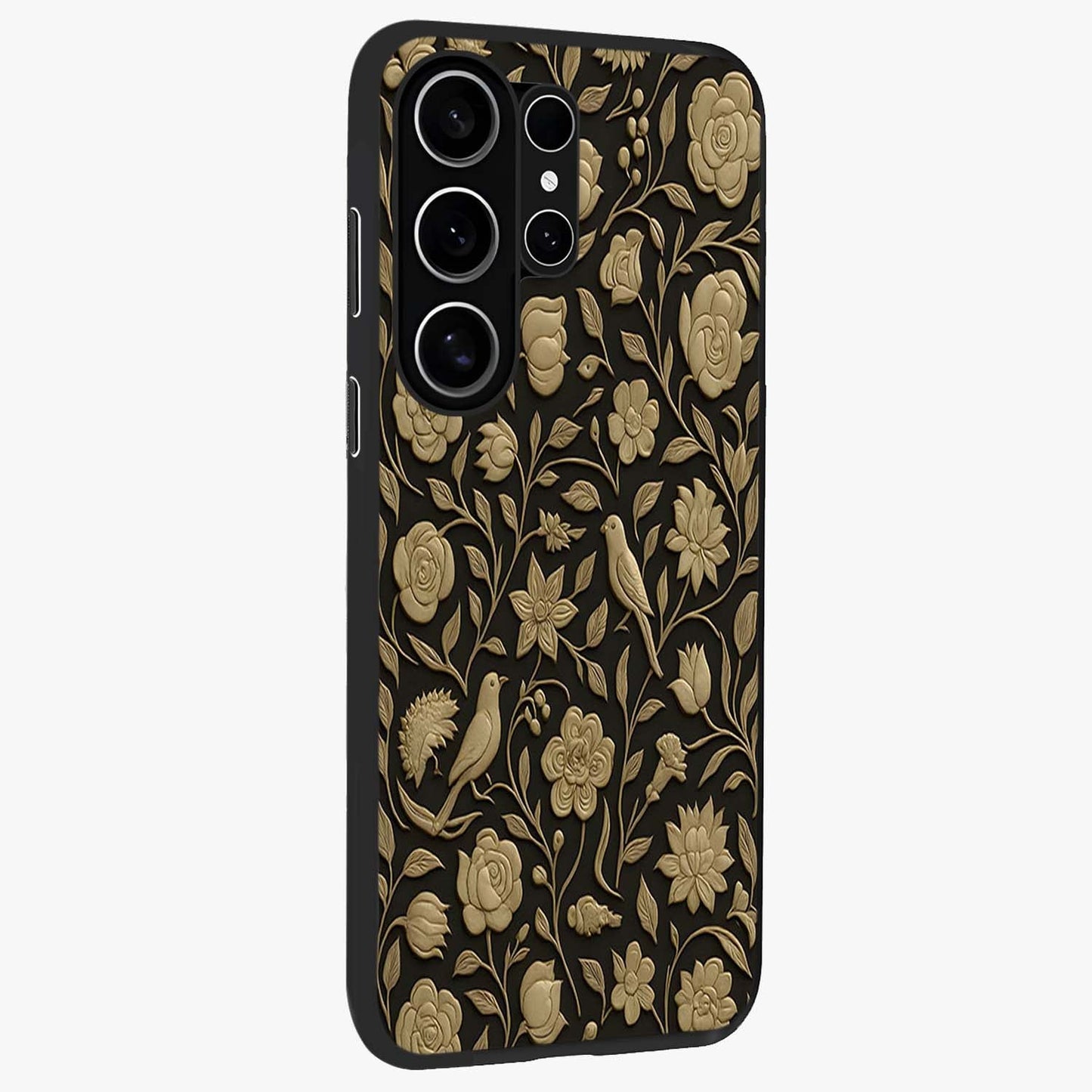 Golden Evil Eye Mandala Glass Case upright view showcasing decorative evil eye mandala artwork with spiritual aesthetic style.