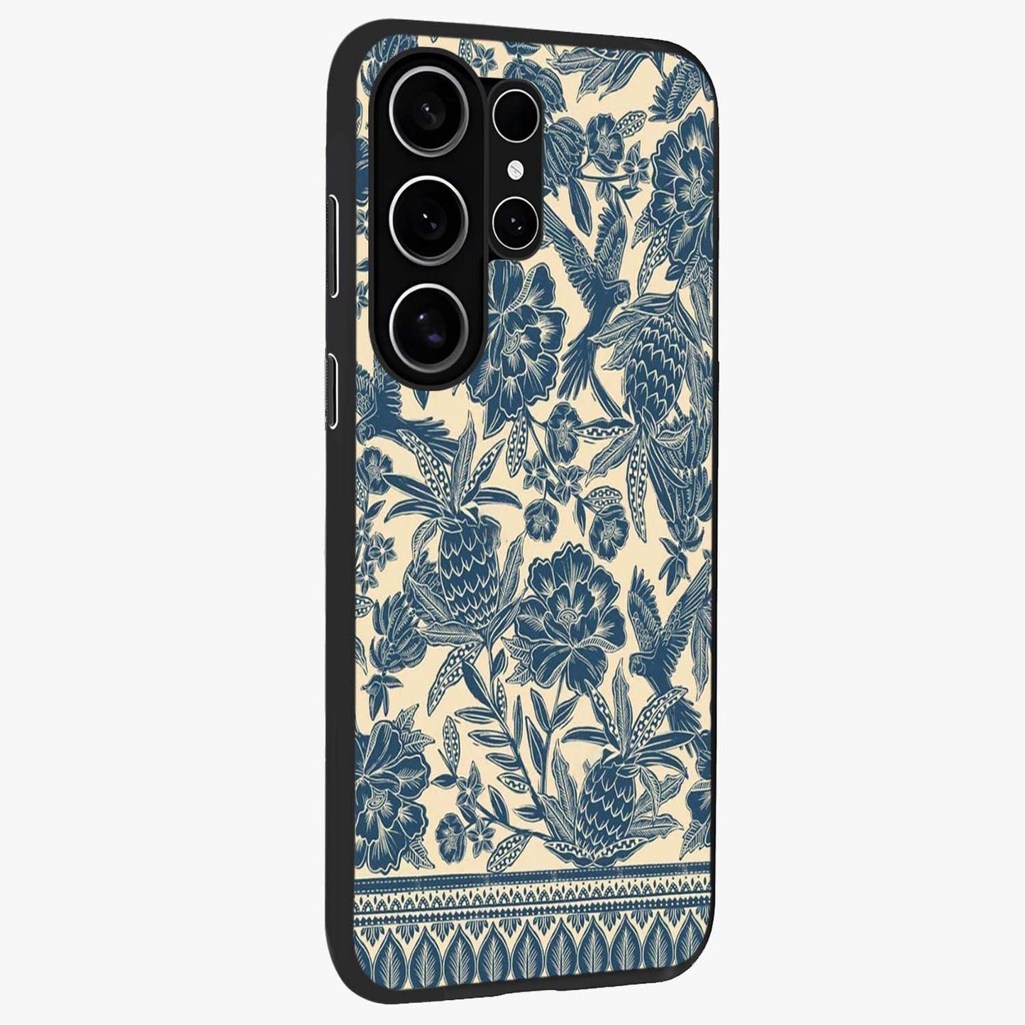 Heirloom Wild Bloom Glass Case upright view showcasing delicate wildflower artwork with timeless floral theme.