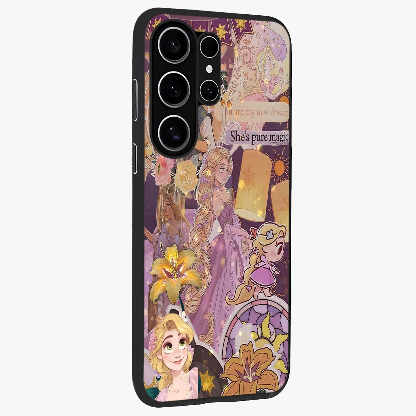 Magical Tangled Dream Glass Case upright view showcasing enchanting artistic artwork with dreamy fantasy theme.