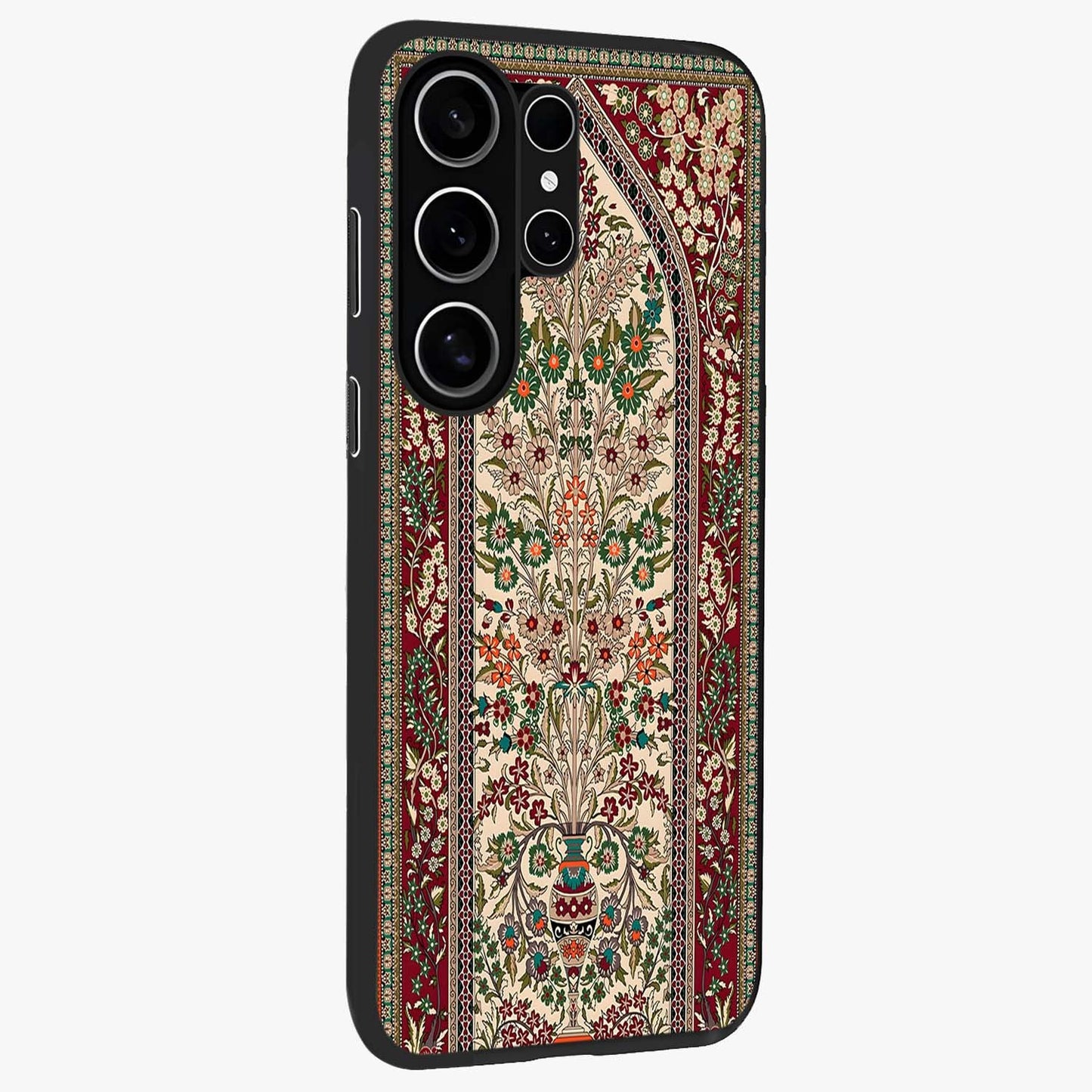 Persian Inspired Glass Case upright view showcasing decorative Persian artwork with rich heritage theme.
