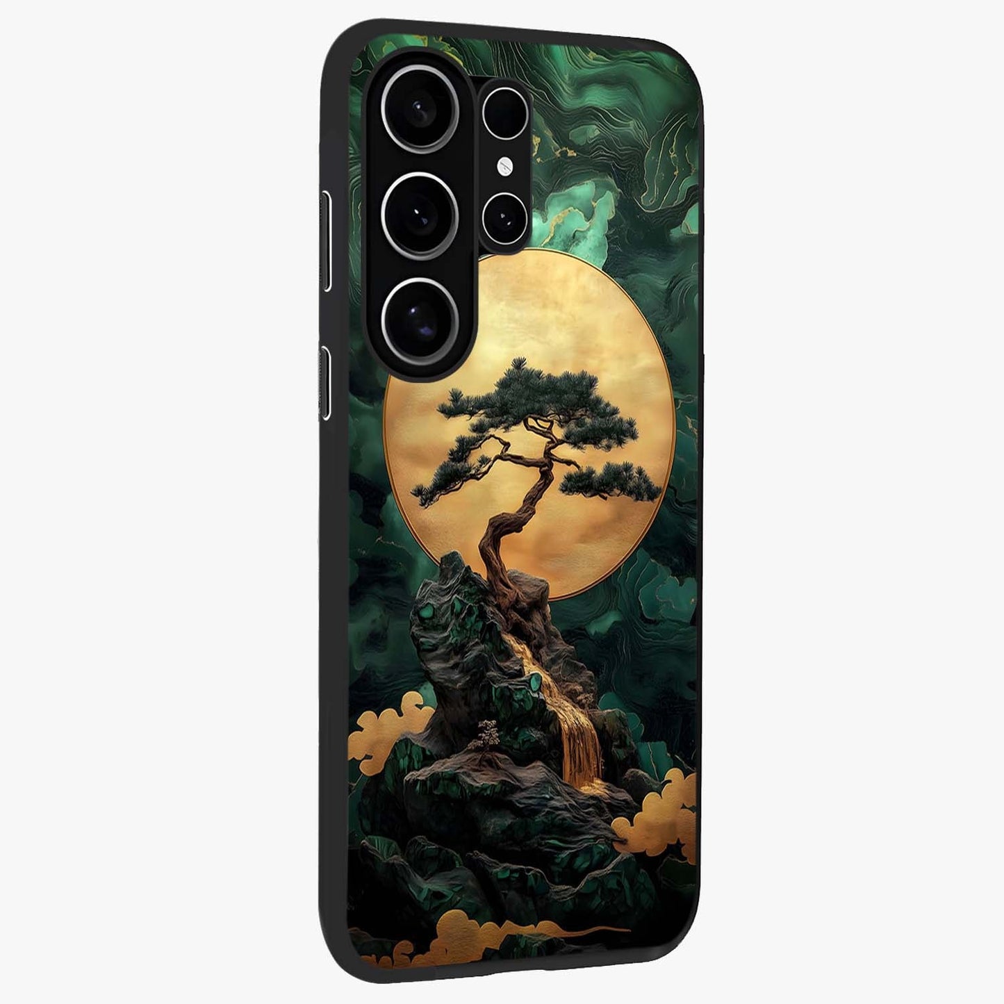 Zen Moon Rise Glass Case upright view showcasing serene moon artwork with tranquil night theme.