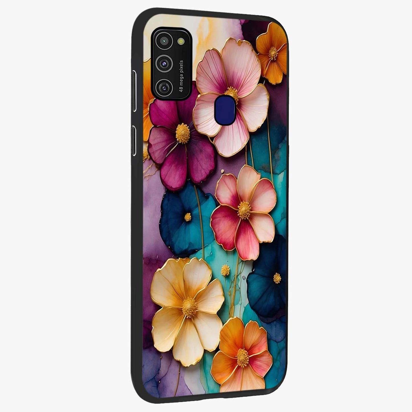 Artlyn Grace Flower Pattern Glass Case upright view showcasing graceful floral artwork with aesthetic botanical style.