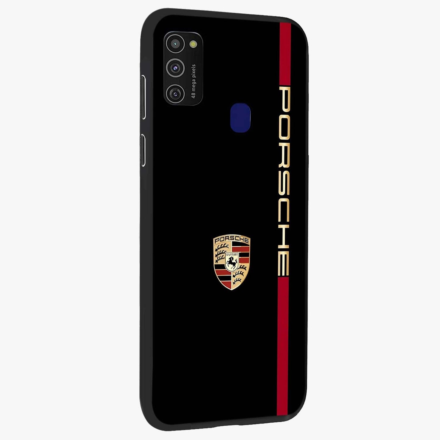 Black Minimal Porsche Glass Case upright view showcasing stylish automotive artwork with bold minimal theme.