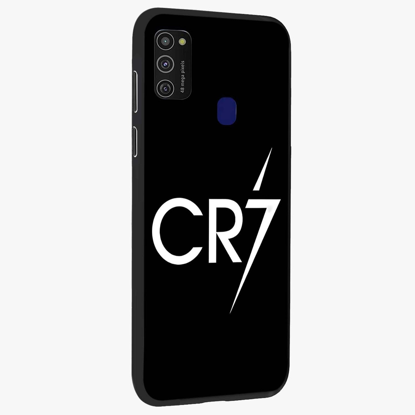Cr7 Elite Strike Glass Case upright view showcasing energetic football inspired design with modern sports aesthetic.