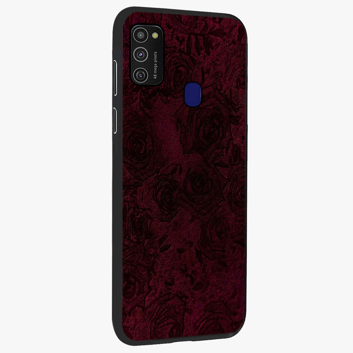 Crimson Fade Flow Glass Case upright view showcasing dynamic crimson flow artwork with stylish abstract theme.