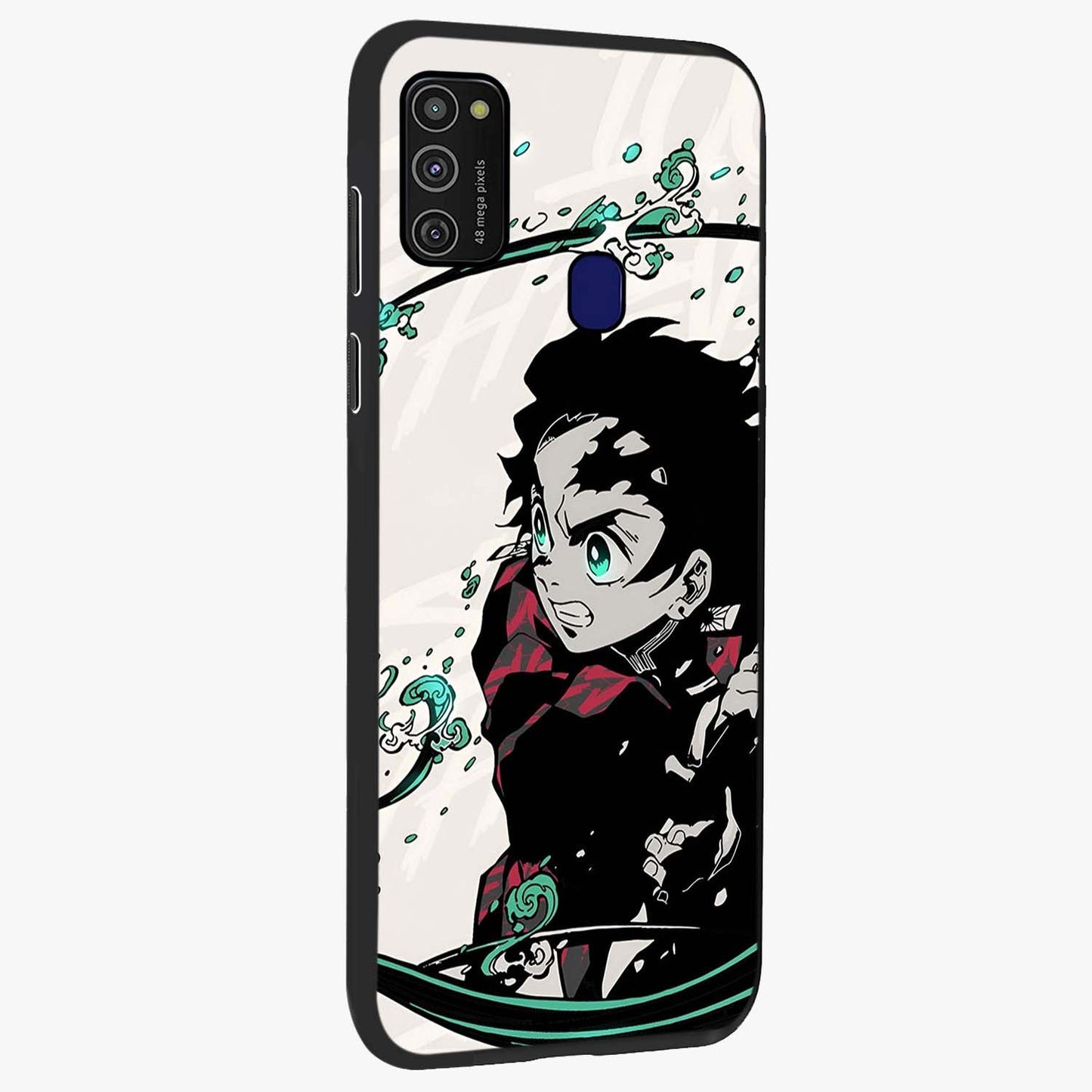 Demon Slayer Glass Case upright view showcasing powerful anime artwork with intense warrior theme.