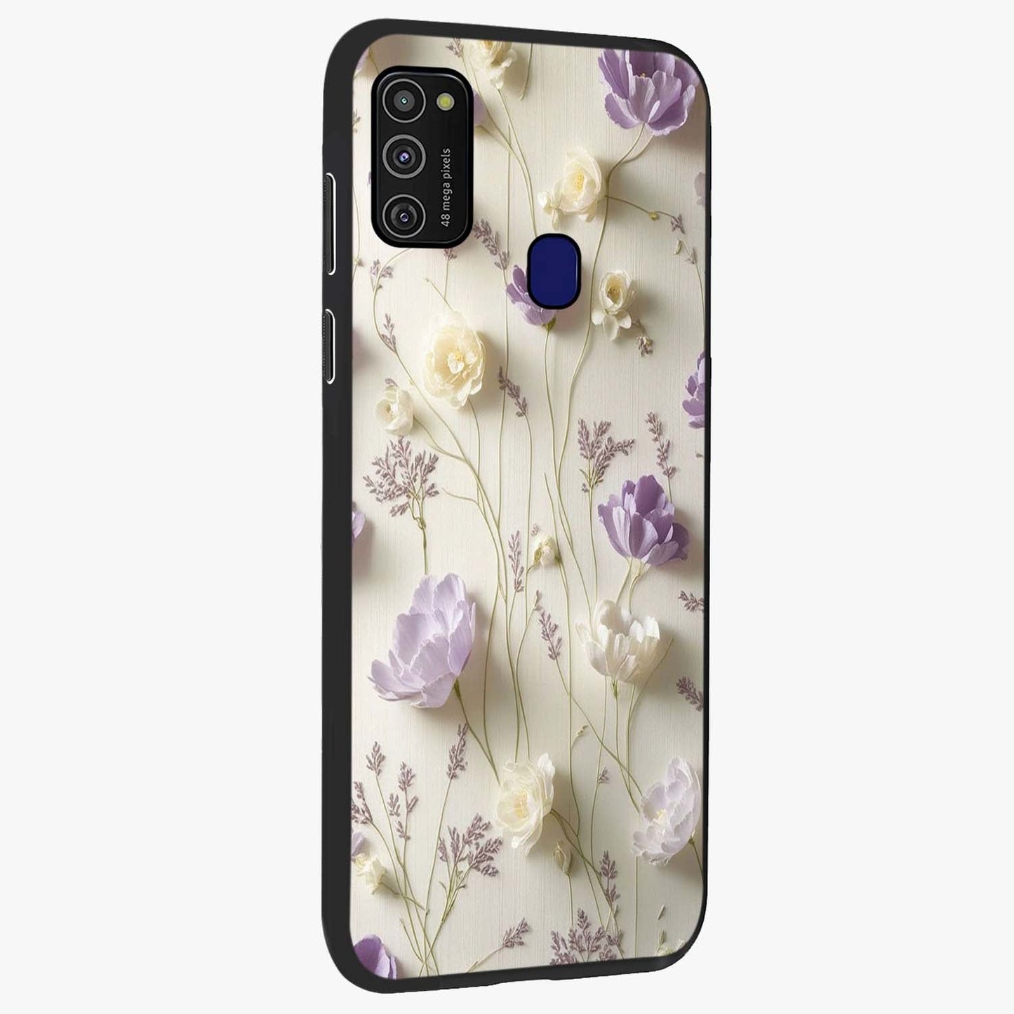 Lilac Breeze Harmony Glass Case upright view showcasing delicate lilac artwork with peaceful floral theme.