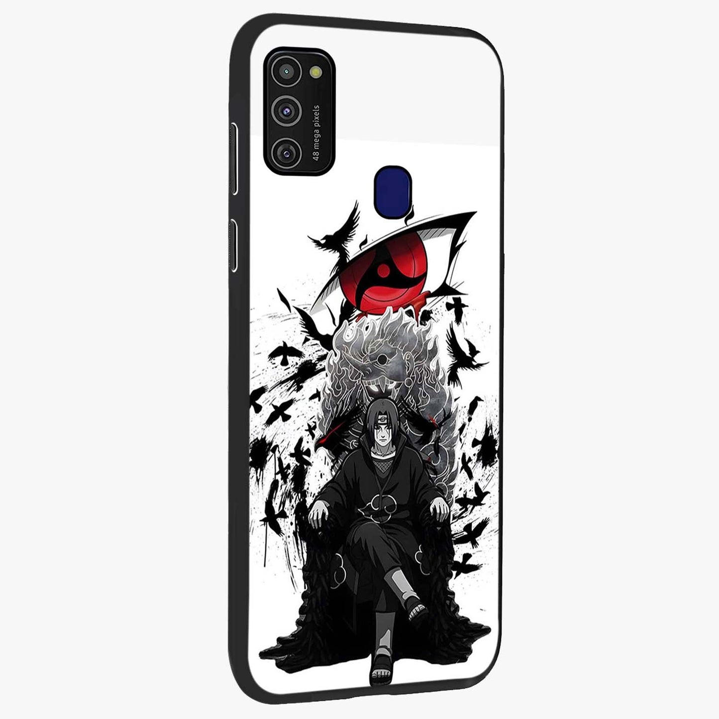 Uchiha Shadow Throne Glass Case upright view showcasing magical underwater galaxy artwork with vibrant cosmic theme.