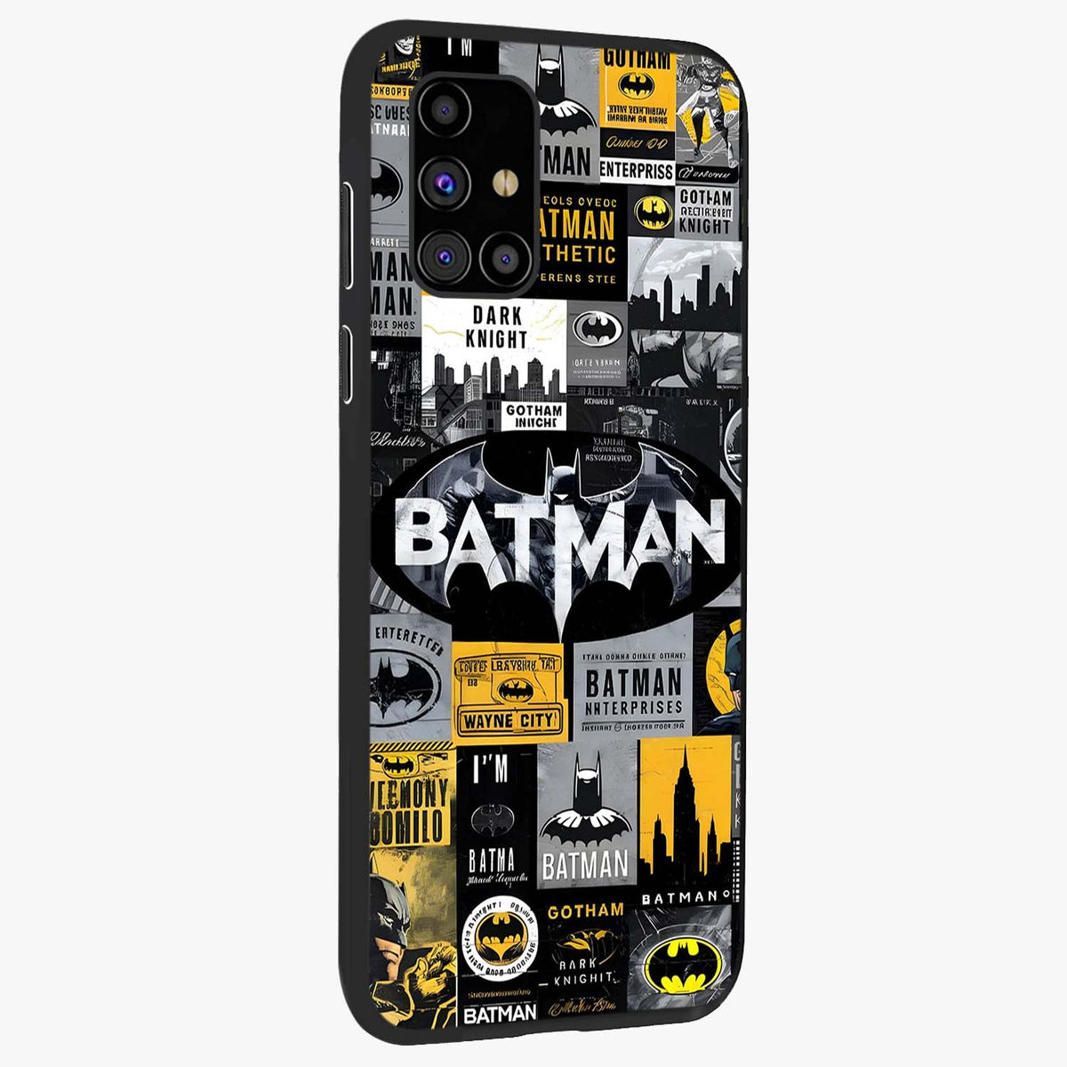 Knight Gotham Rise Glass Case upright view showcasing bold vigilante themed artwork with gothic city vibe.