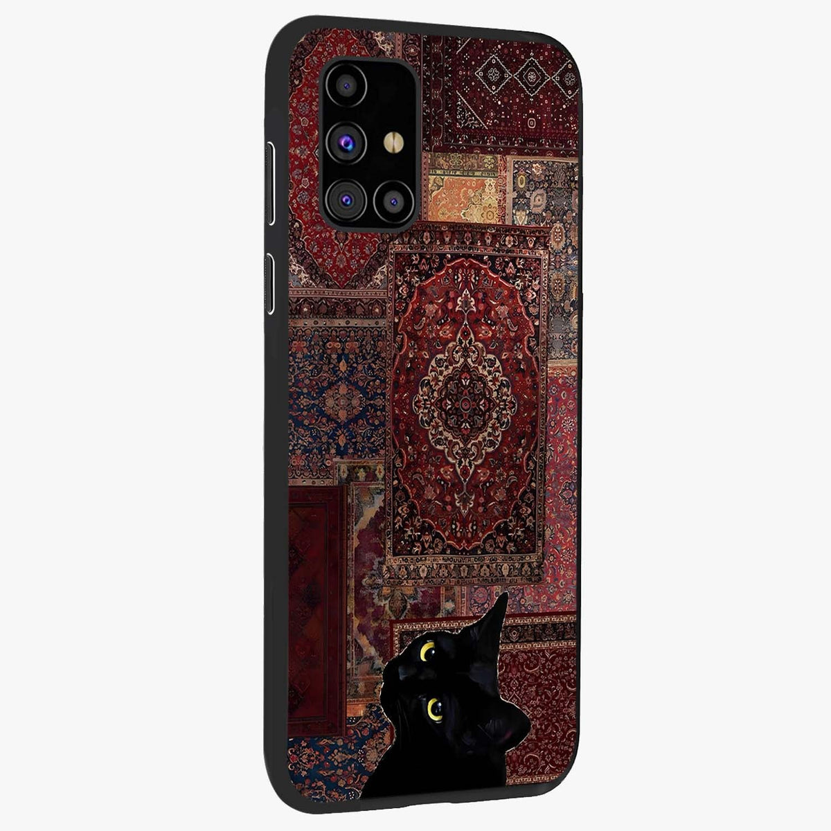 Regal Magic Cat Apple Glass Case upright view showcasing charming cat artwork with playful magical theme.