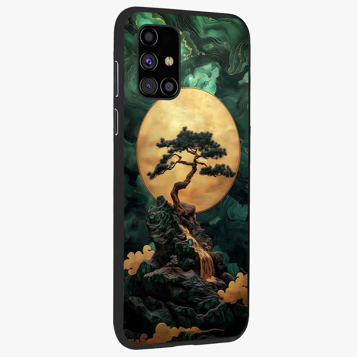 Zen Moon Rise Glass Case upright view showcasing serene moon artwork with tranquil night theme.