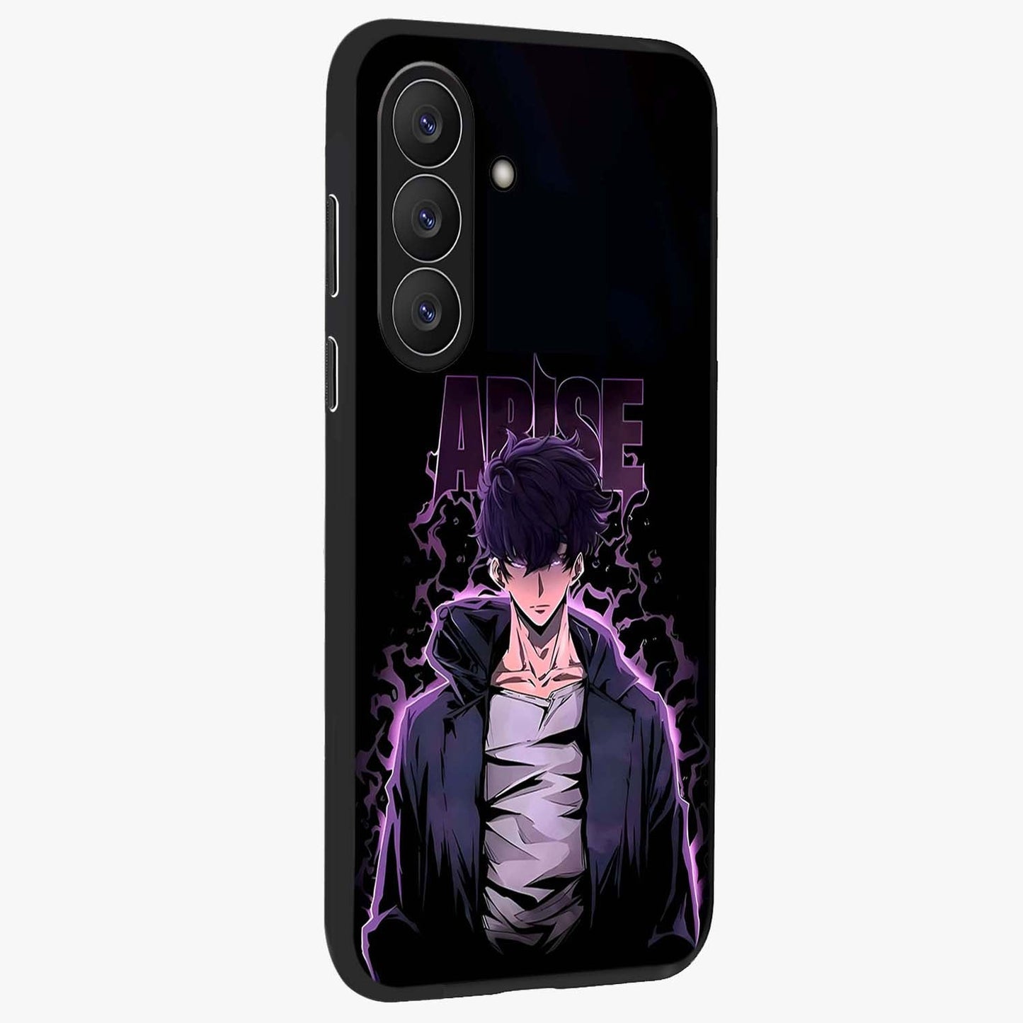 Shadow Monarch Awakening Glass Case upright view showcasing bold monarch artwork with mystical awakening theme.