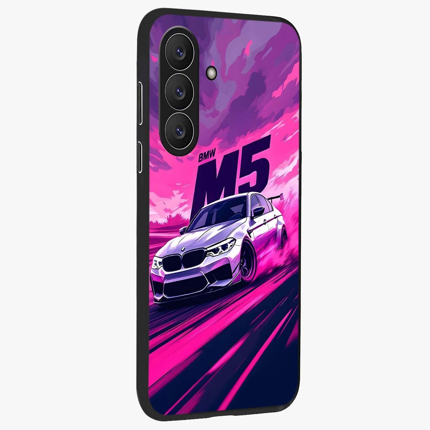 Velocity Drift Pulse Glass Case upright view showcasing powerful racing artwork with energetic motorsport theme.