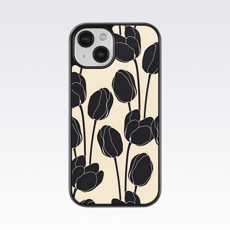 Black Designer Tulip Glass Case Phone Villa