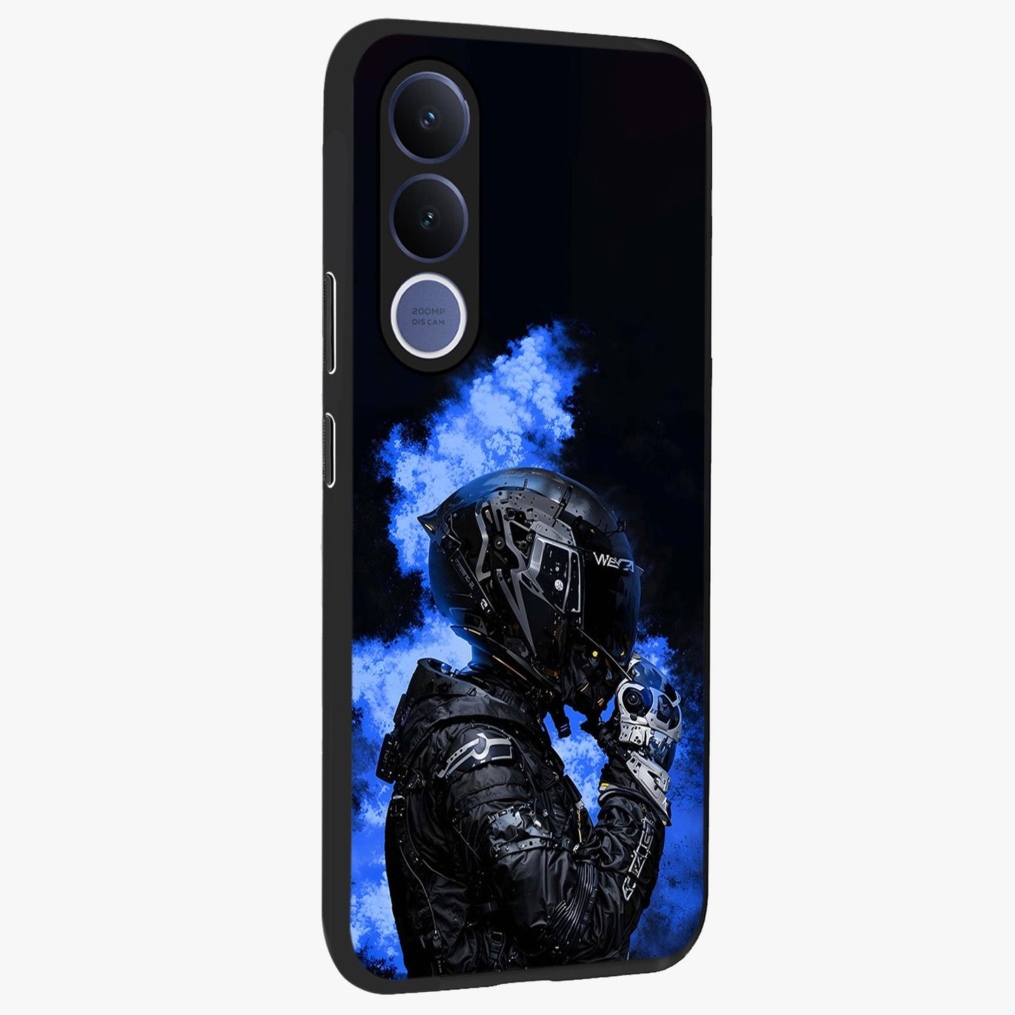 Cyber Sentinel Protocol Glass Case upright view showcasing advanced cyber sentinel artwork with futuristic tech theme.
