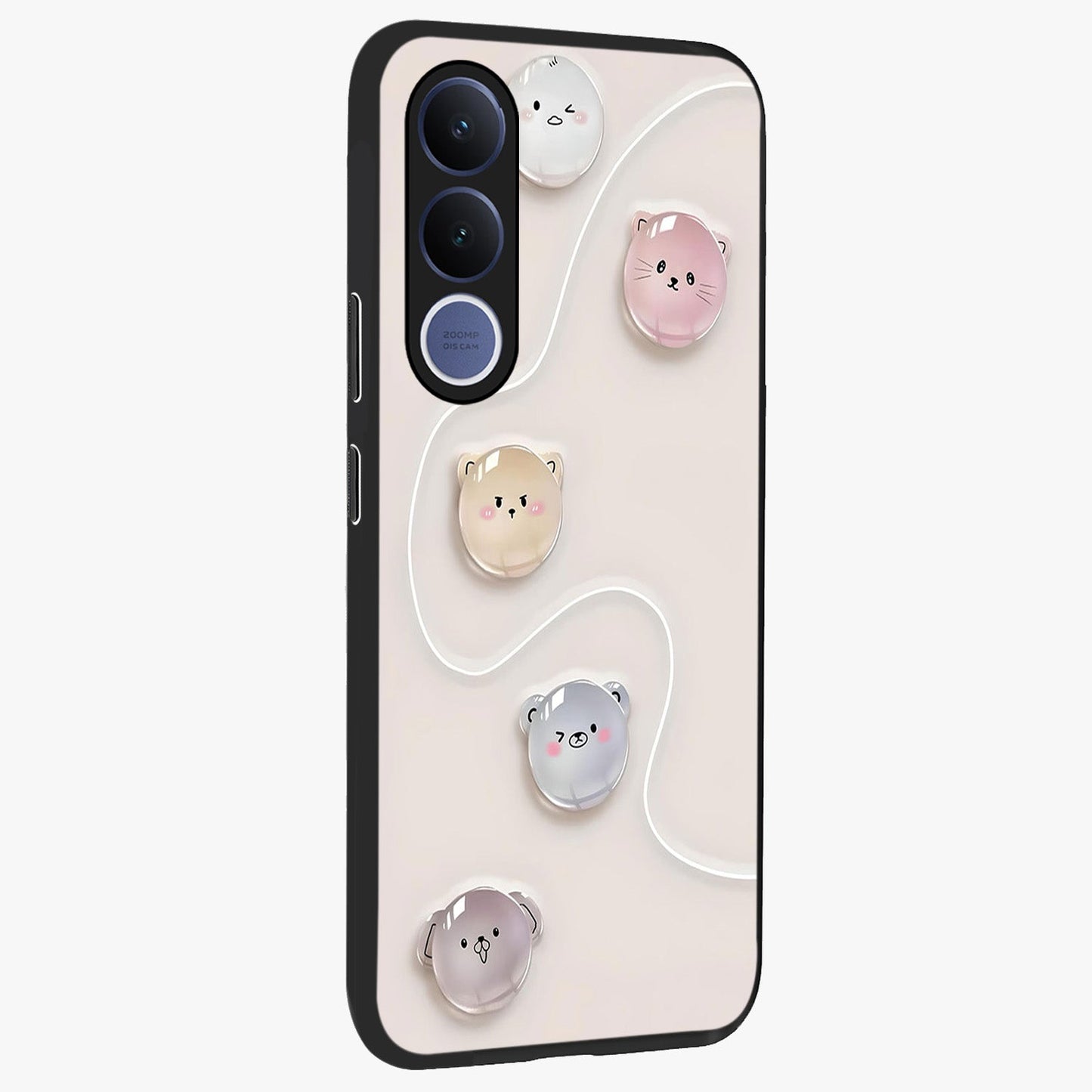 Puffy Face Parade Glass Case upright view showcasing adorable character artwork with cheerful animated theme.