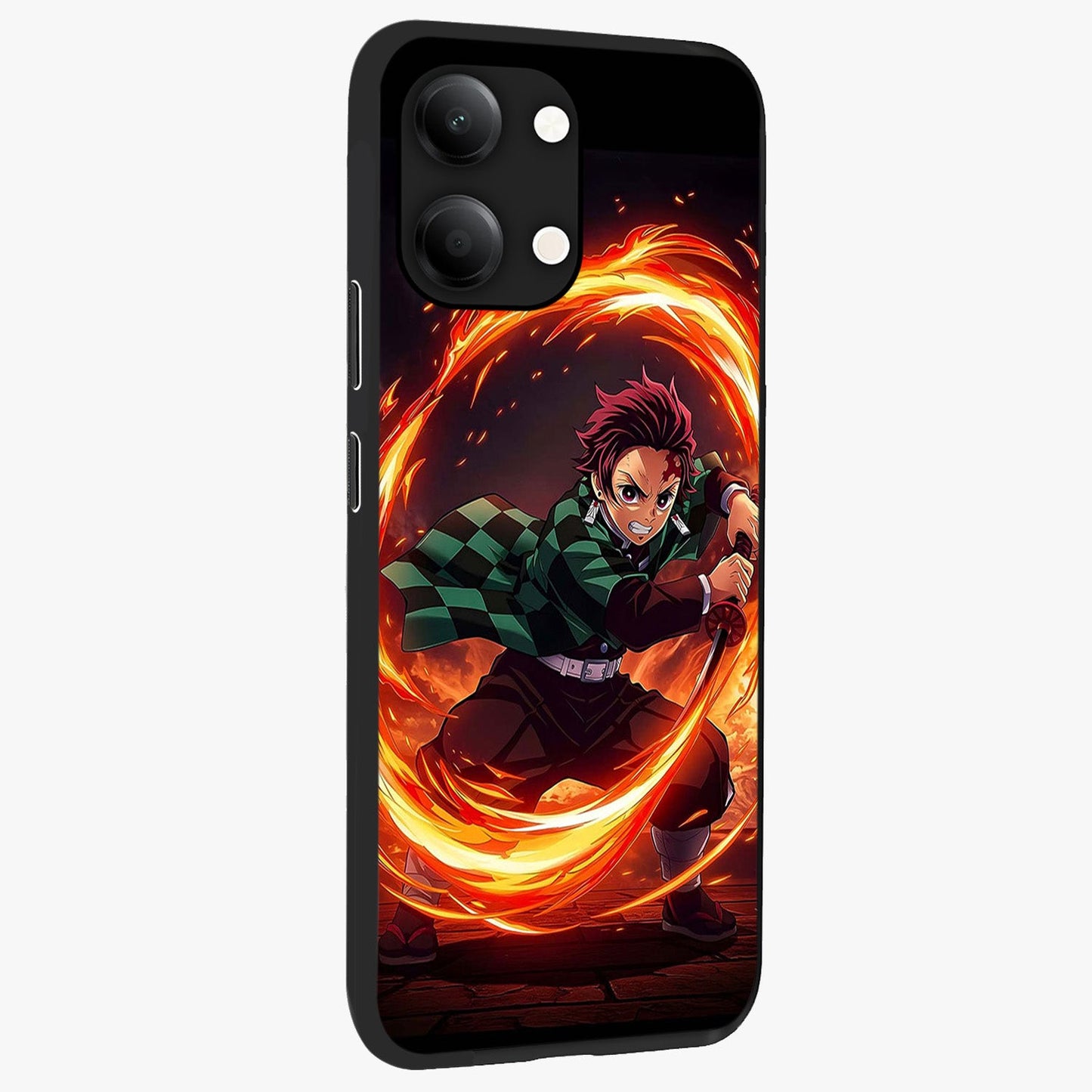Blazing Sword Resolve Glass Case upright view showcasing dramatic warrior inspired artwork with intense visual style.