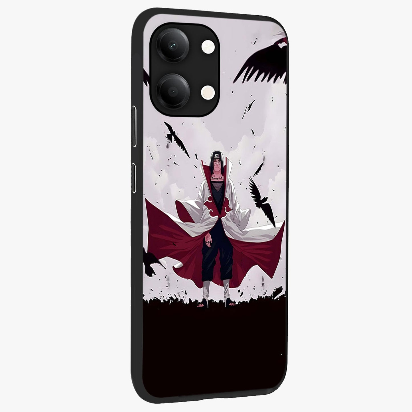 Crimson Crow Ascension Glass Case upright view showcasing dramatic crow artwork with bold gothic theme.