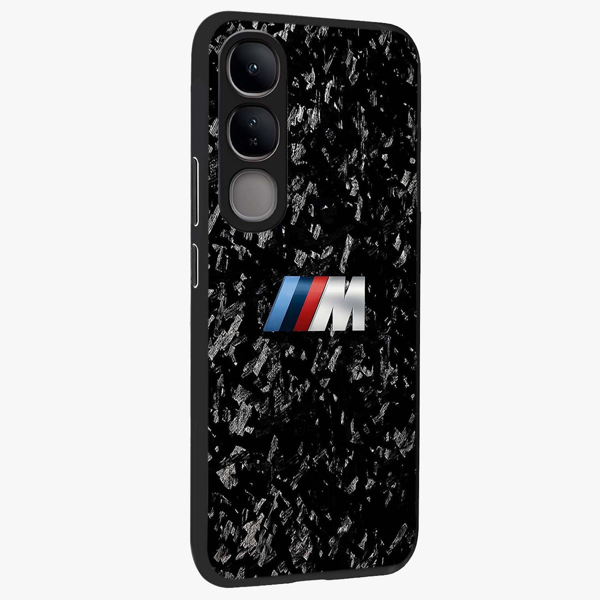 Carbon Speed Mark Glass Case upright view showcasing modern carbon speed graphic with bold automotive theme.