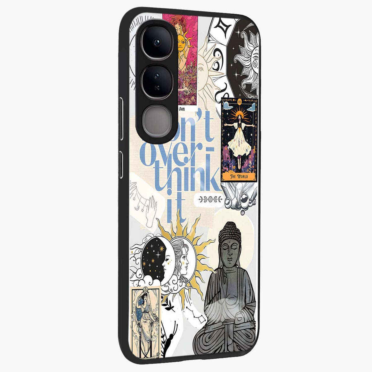 Ethereal Thoughts Glass Case upright view showcasing delicate artistic composition with peaceful dreamy theme.