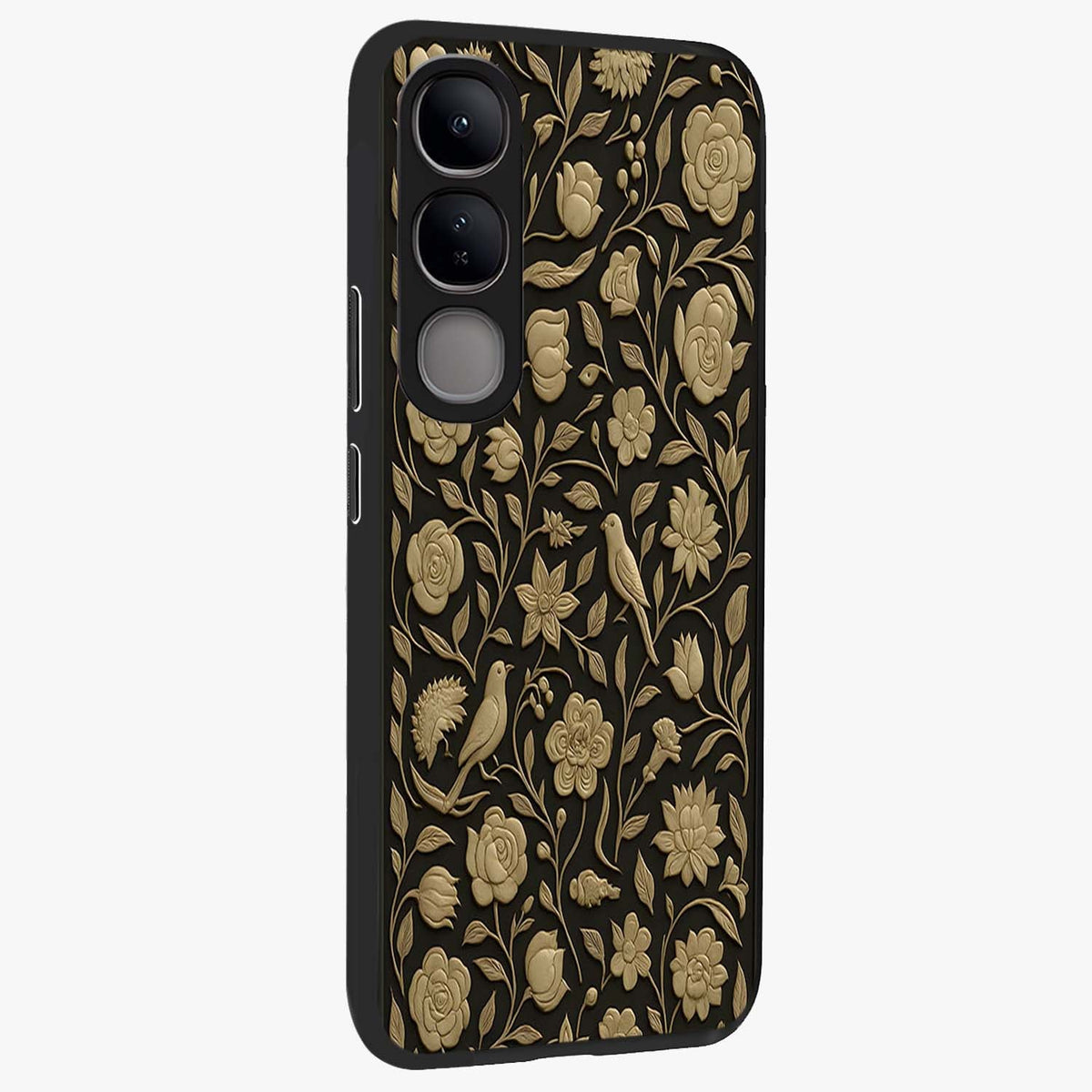 Golden Evil Eye Mandala Glass Case upright view showcasing decorative evil eye mandala artwork with spiritual aesthetic style.
