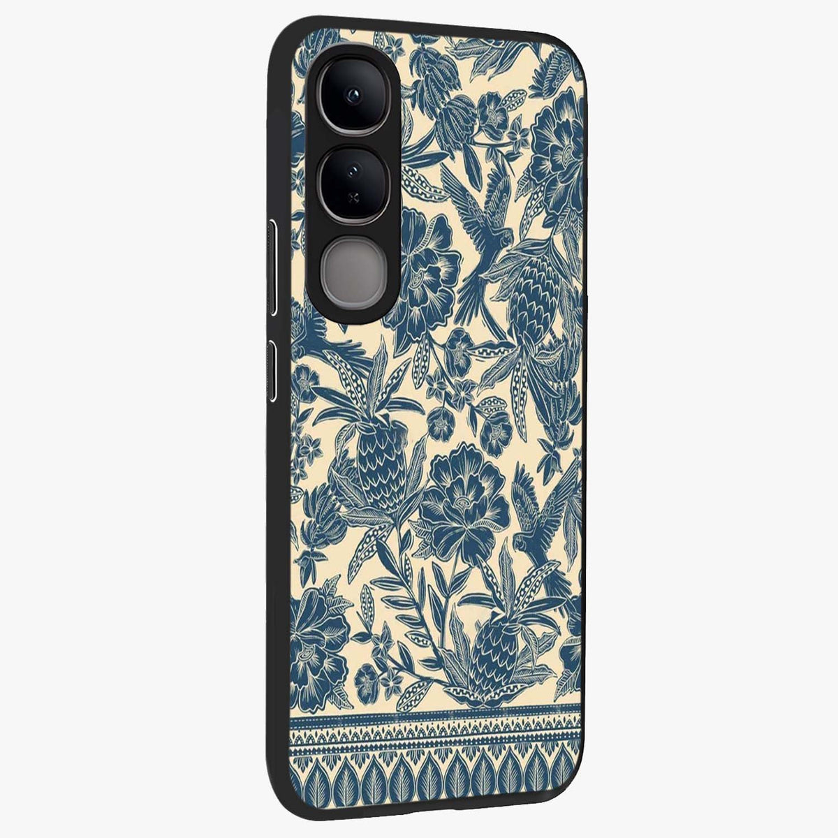 Heirloom Wild Bloom Glass Case upright view showcasing delicate wildflower artwork with timeless floral theme.