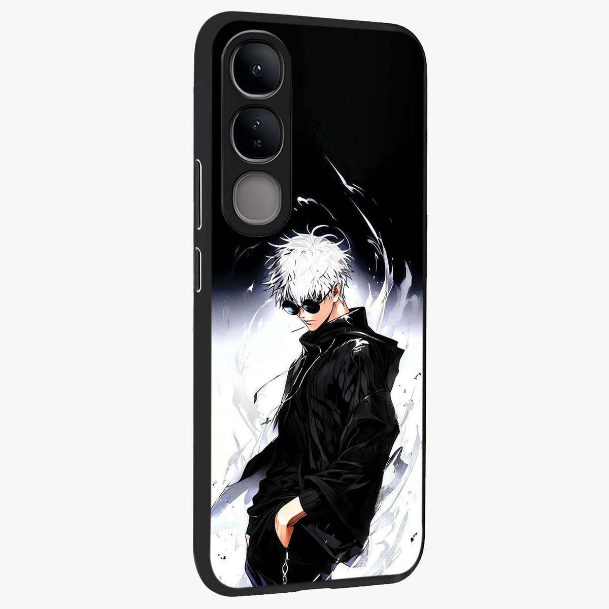 Limitless Shadow King Glass Case upright view showcasing bold shadow warrior artwork with epic fantasy theme.