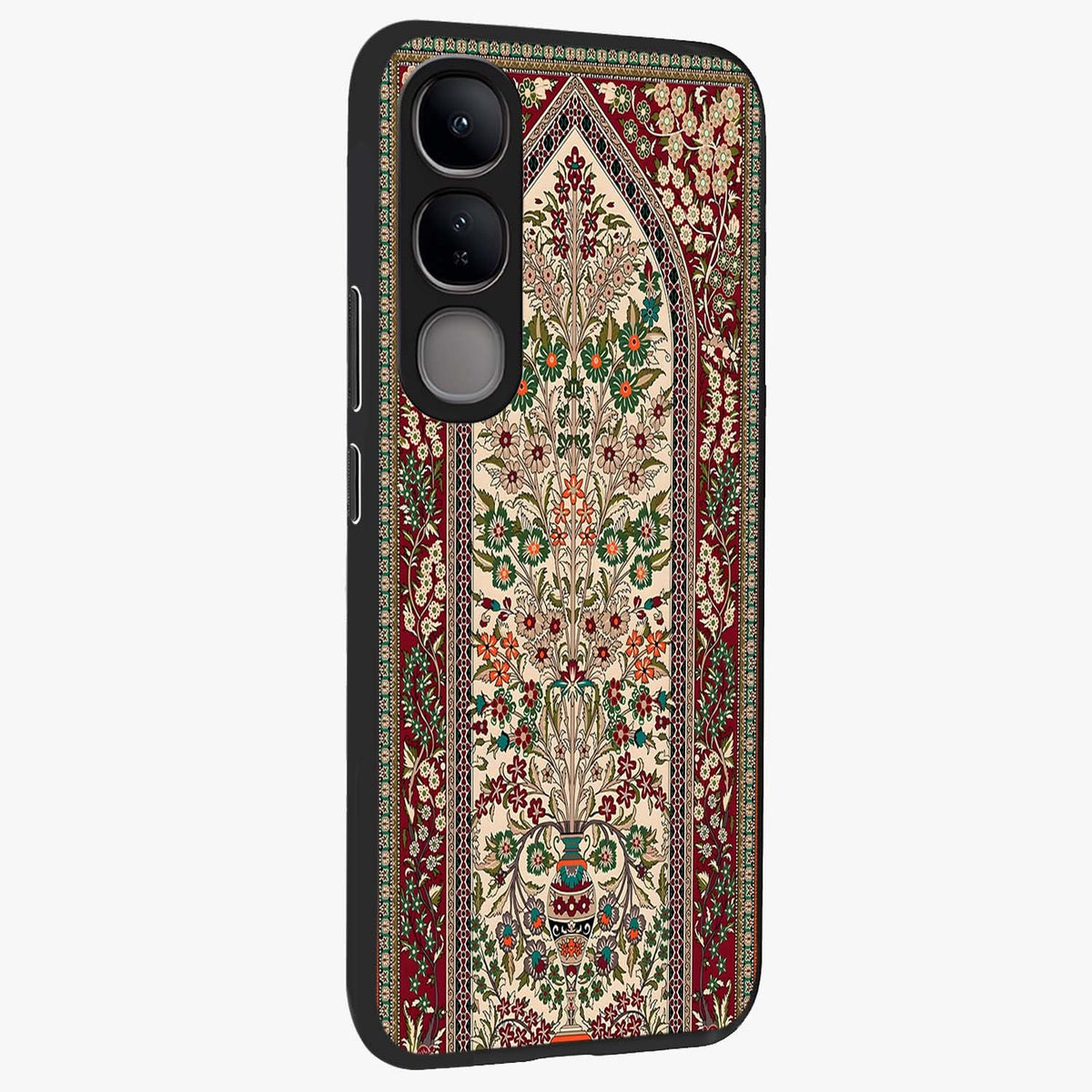 Persian Inspired Glass Case upright view showcasing decorative Persian artwork with rich heritage theme.