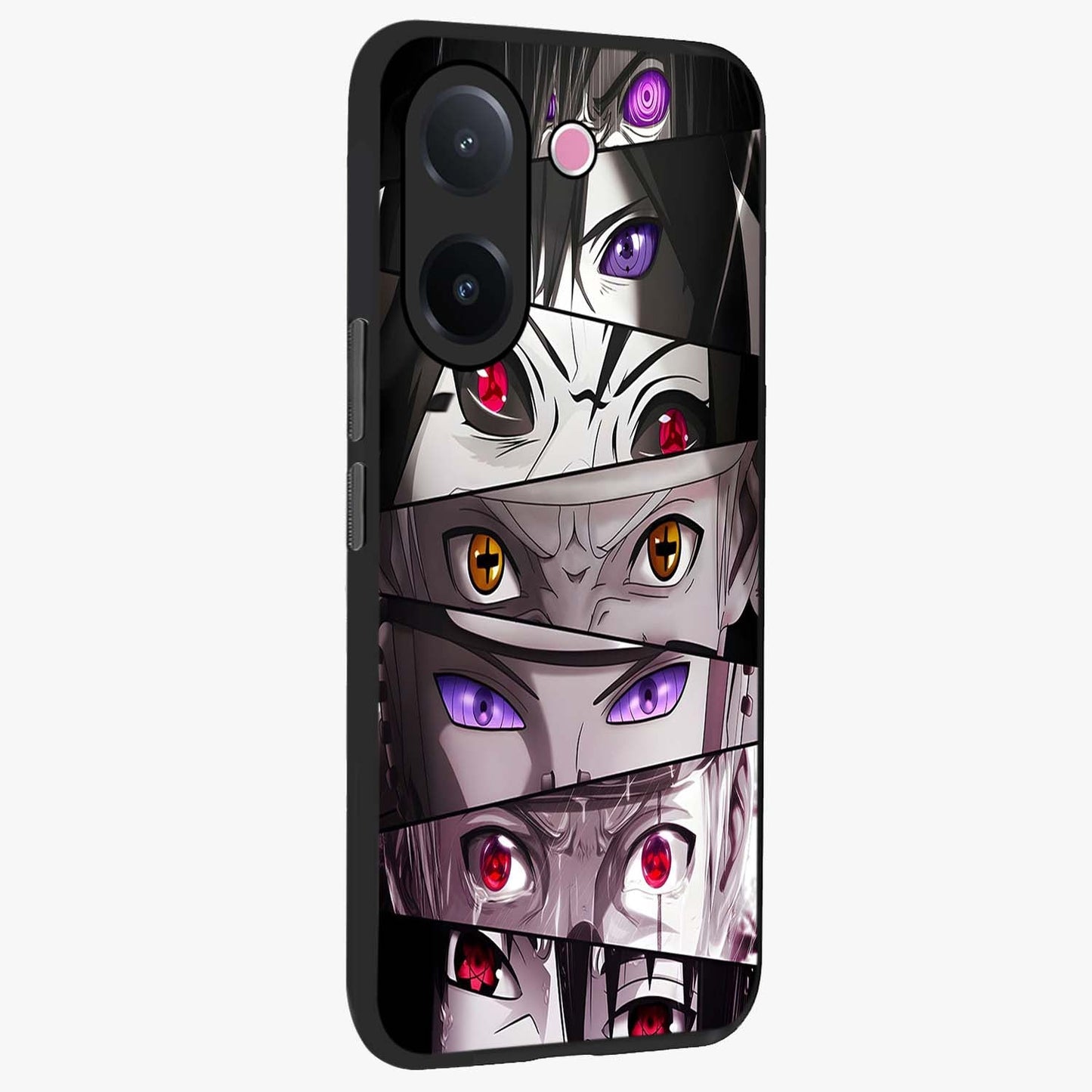 Eyes of Destiny Glass Case upright view showcasing symbolic eye artwork with dramatic artistic theme.