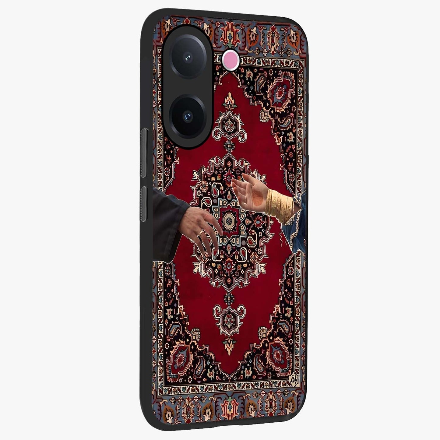 Royal Touch Reach Glass Case upright view showcasing stylish royal inspired artwork with graceful theme.