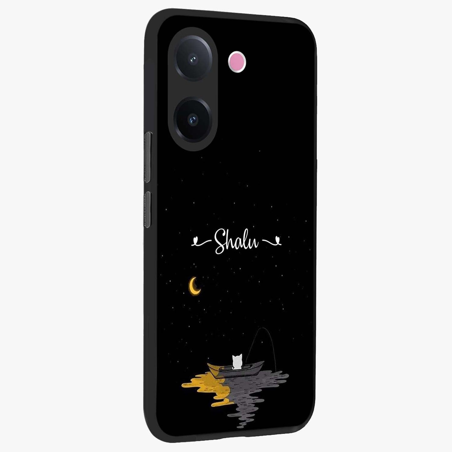 Silent Night Row Glass Case upright view showcasing tranquil night artwork with serene landscape theme.