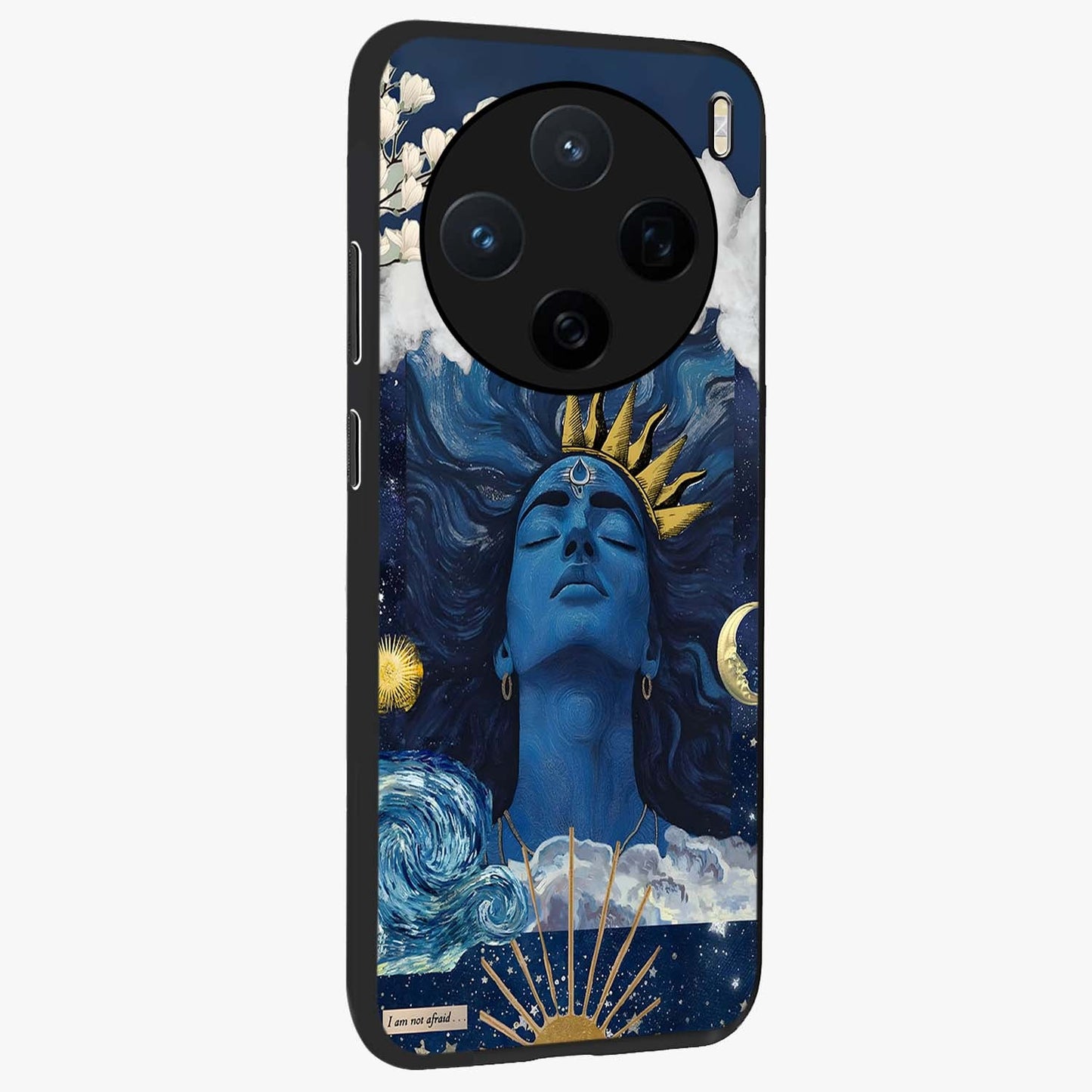Aesthetic Lord Shiva Glass Case upright view showcasing powerful Lord Shiva artwork with devotional theme.