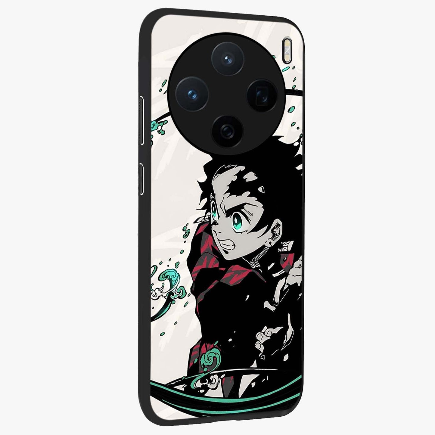 Demon Slayer Glass Case upright view showcasing powerful anime artwork with intense warrior theme.