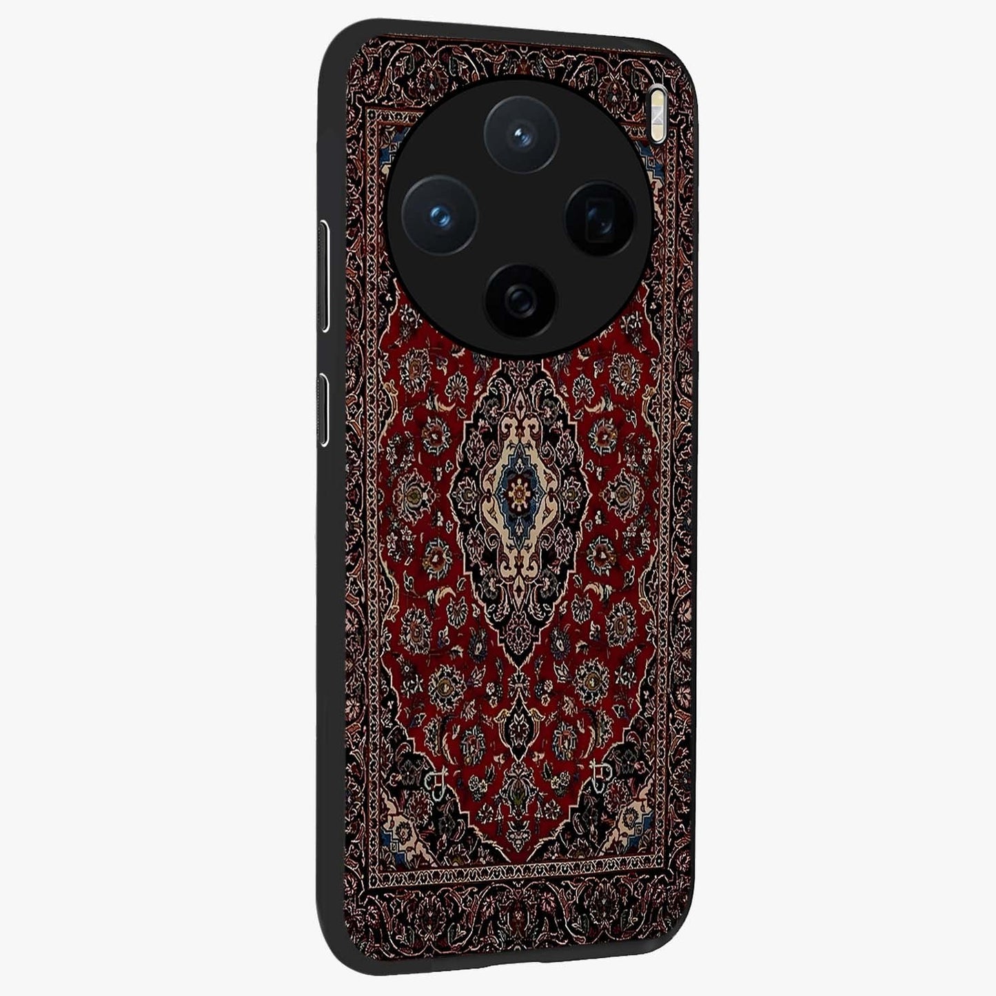 Heritage Carpet Royale Glass Case upright view showcasing detailed ornamental artwork with luxurious traditional theme.