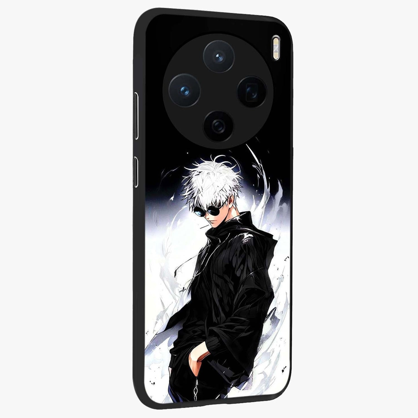 Limitless Shadow King Glass Case upright view showcasing bold shadow warrior artwork with epic fantasy theme.