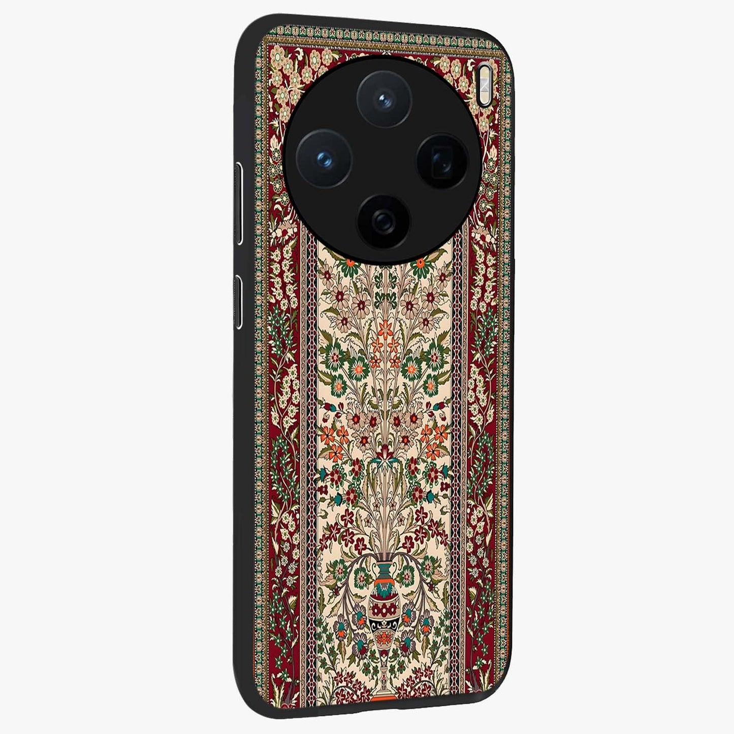Persian Inspired Glass Case upright view showcasing decorative Persian artwork with rich heritage theme.