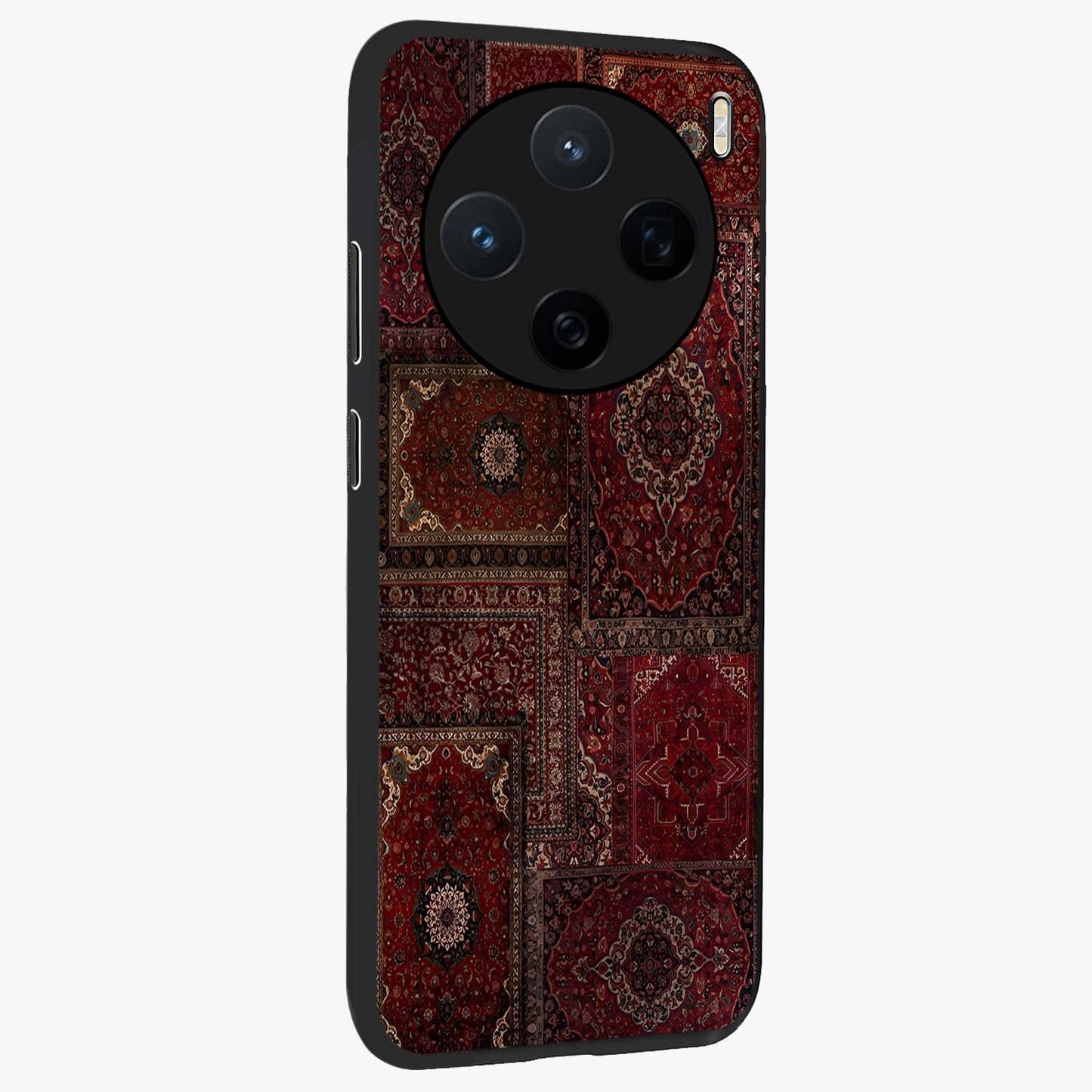 Persian Velvet Tale Glass Case upright view showcasing elegant Persian artwork with classic heritage theme.