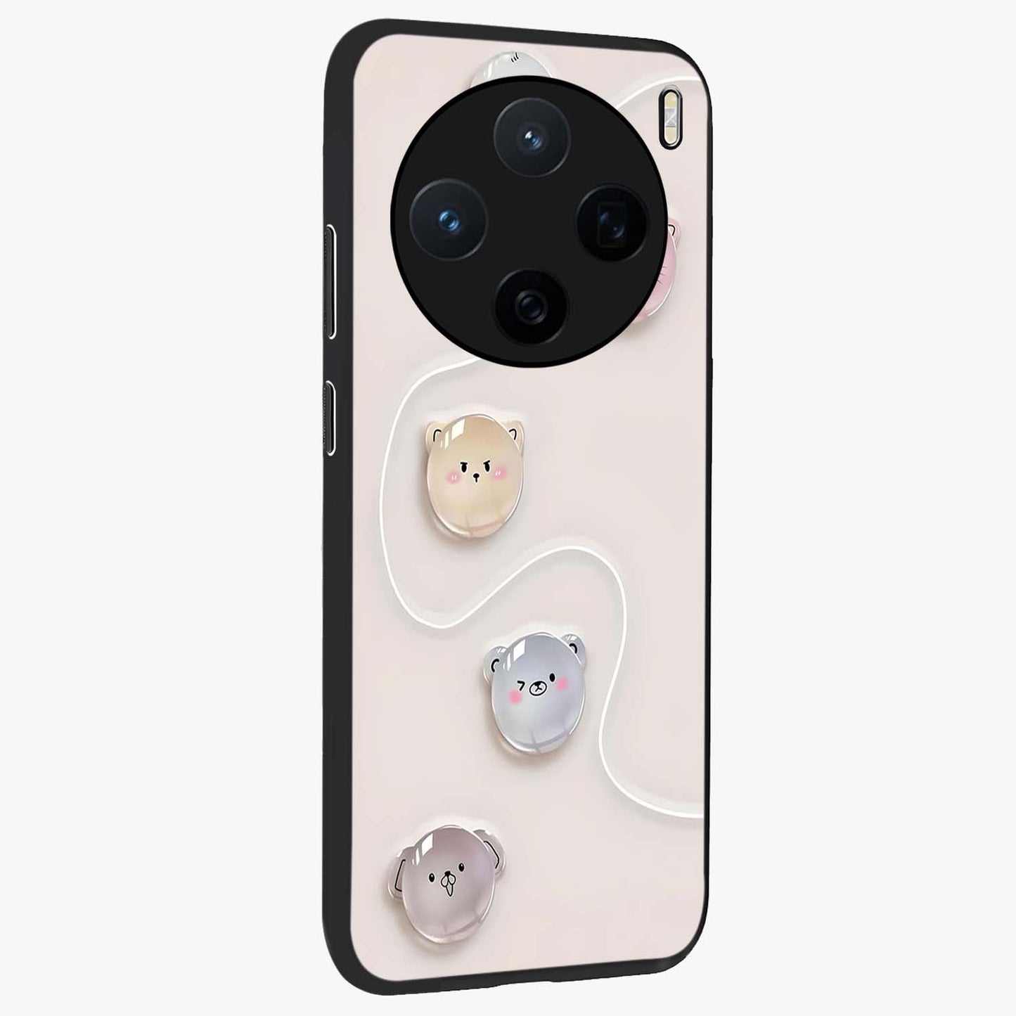 Puffy Face Parade Glass Case upright view showcasing adorable character artwork with cheerful animated theme.