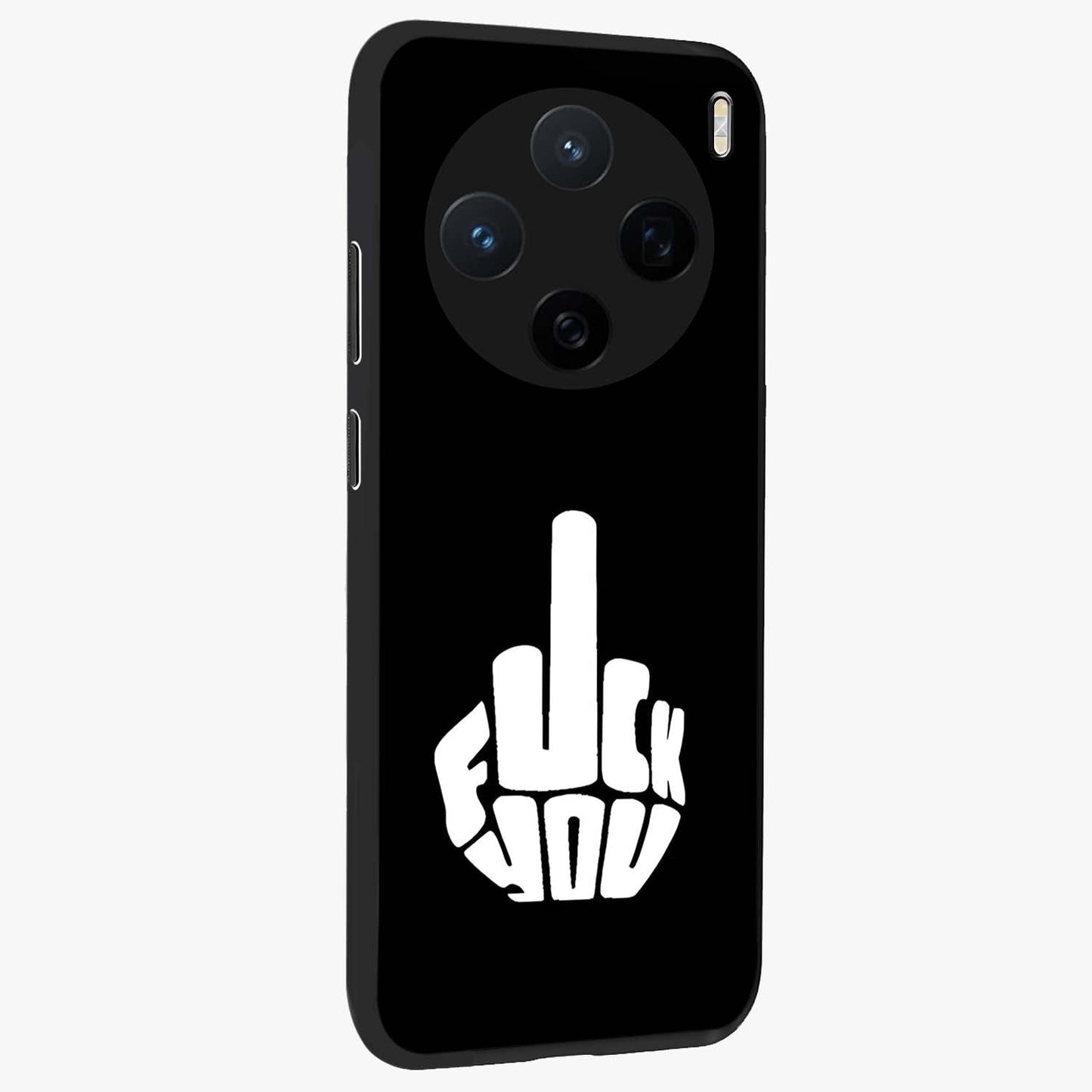 Rebel Mode On Glass Case upright view showcasing striking statement artwork with bold rebellious theme.