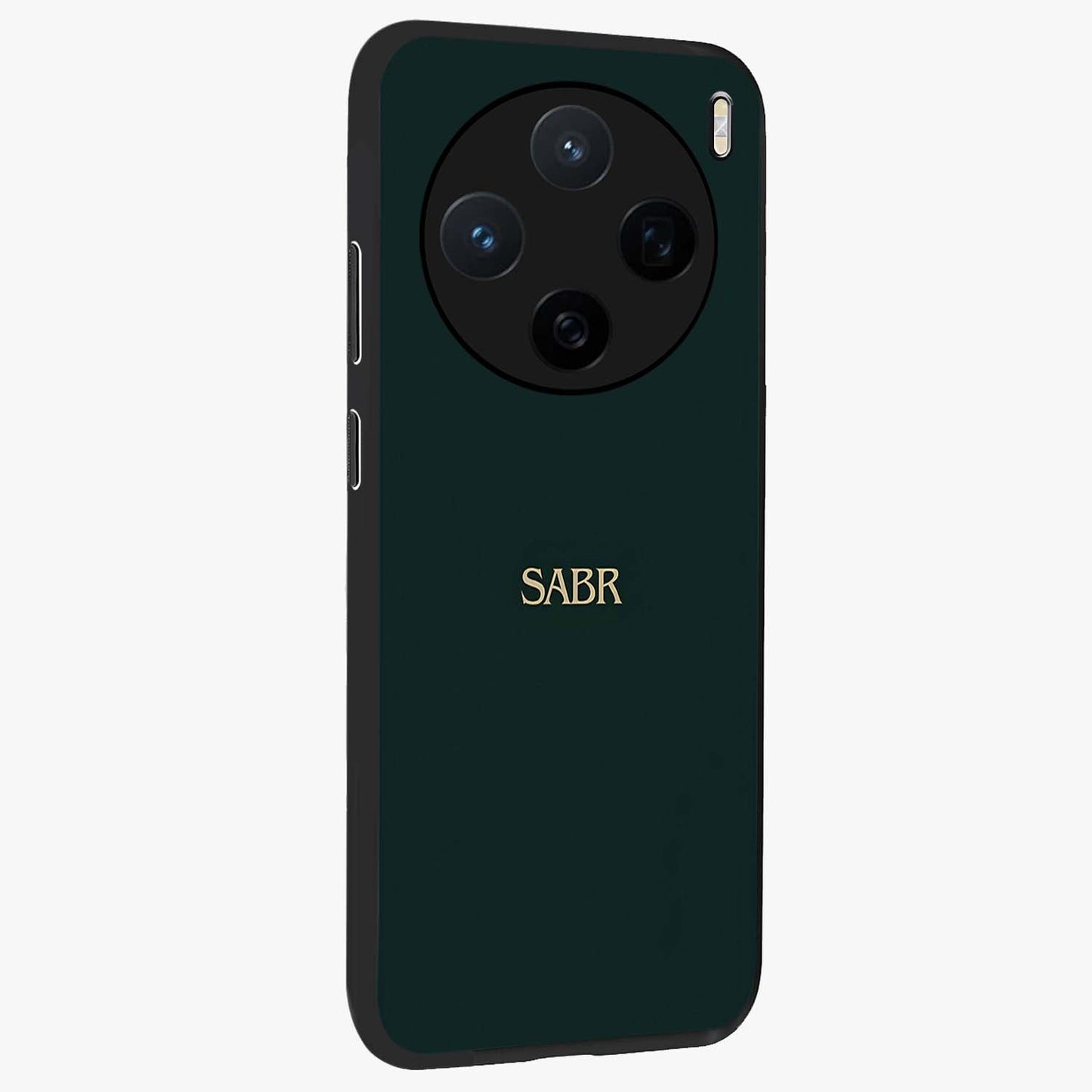 Sabr Minimal Patience Glass Case upright view showcasing calm minimalist artwork with motivational patience theme.