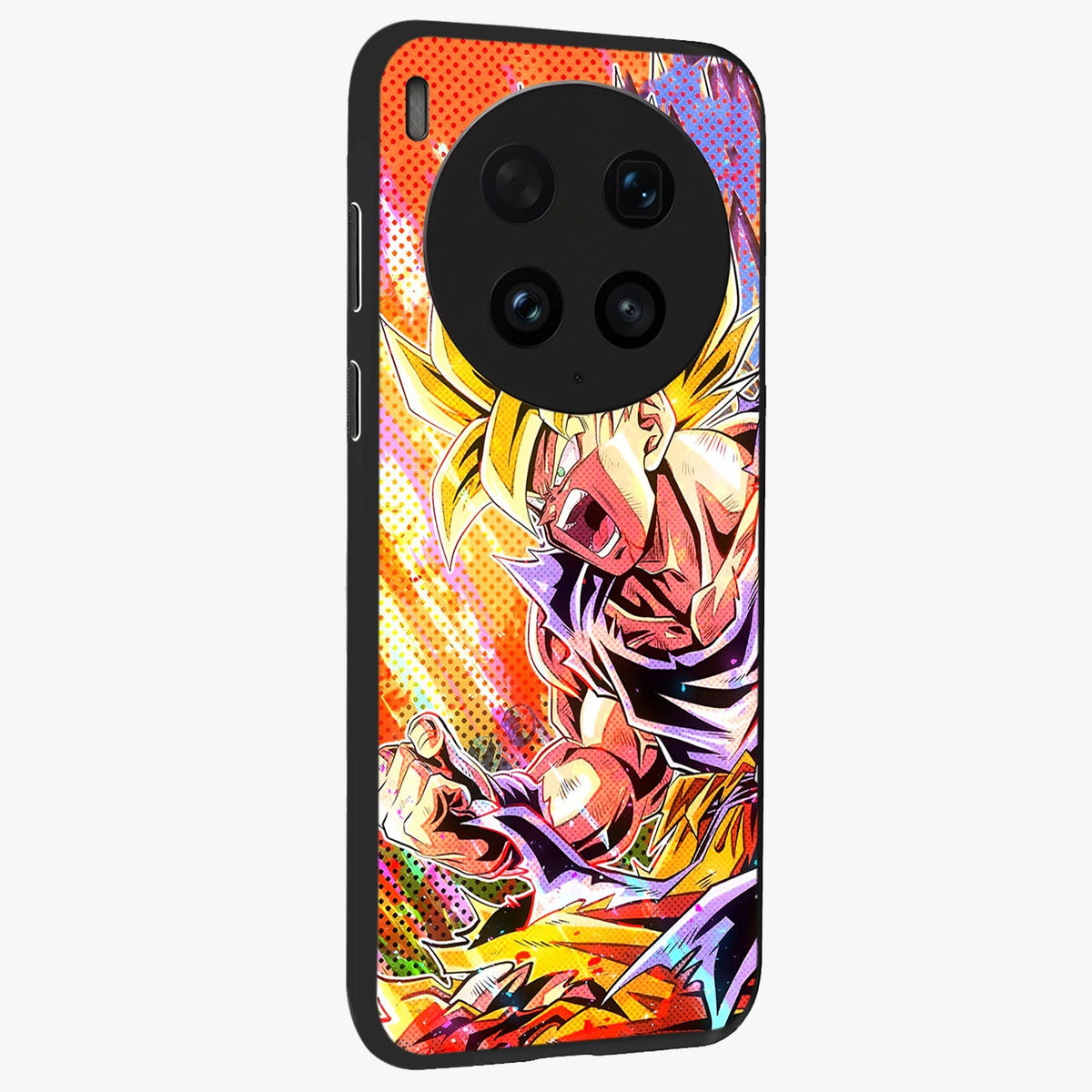 Firing Goku Glass Case upright view showcasing energetic anime artwork with bold warrior theme.