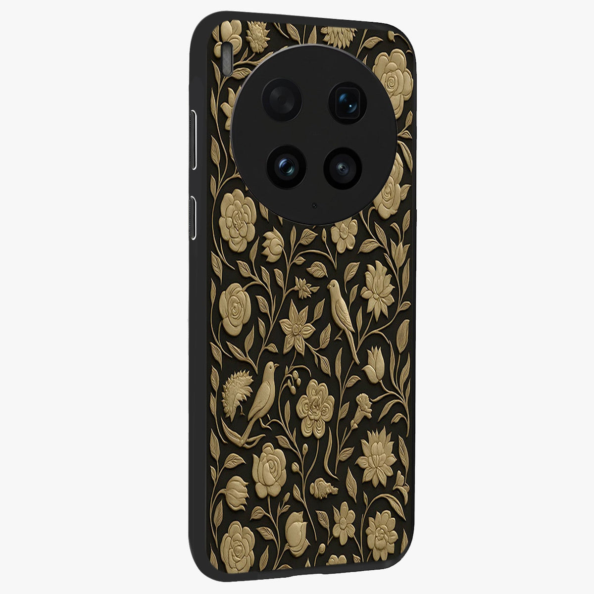 Golden Evil Eye Mandala Glass Case upright view showcasing decorative evil eye mandala artwork with spiritual aesthetic style.
