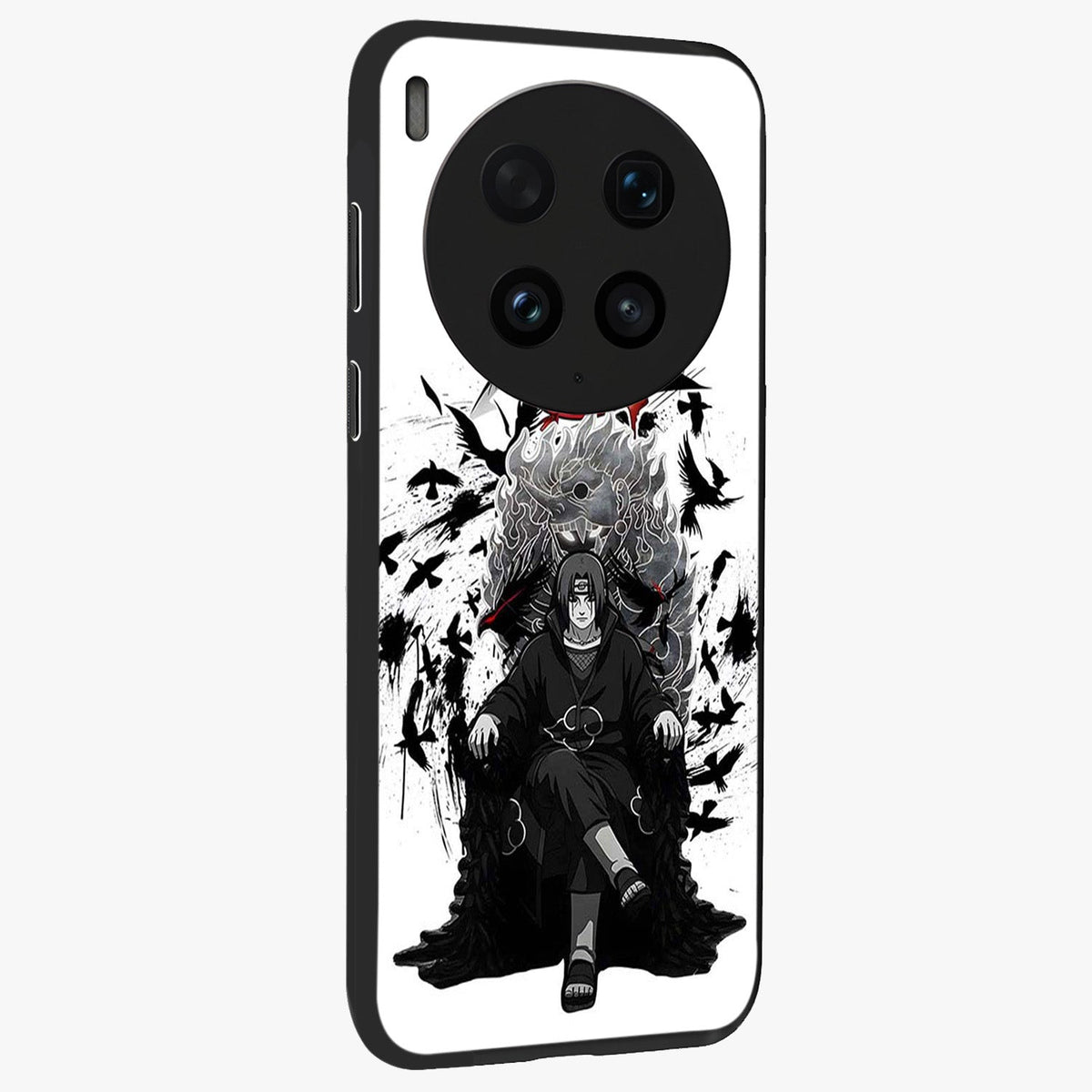 Uchiha Shadow Throne Glass Case upright view showcasing magical underwater galaxy artwork with vibrant cosmic theme.