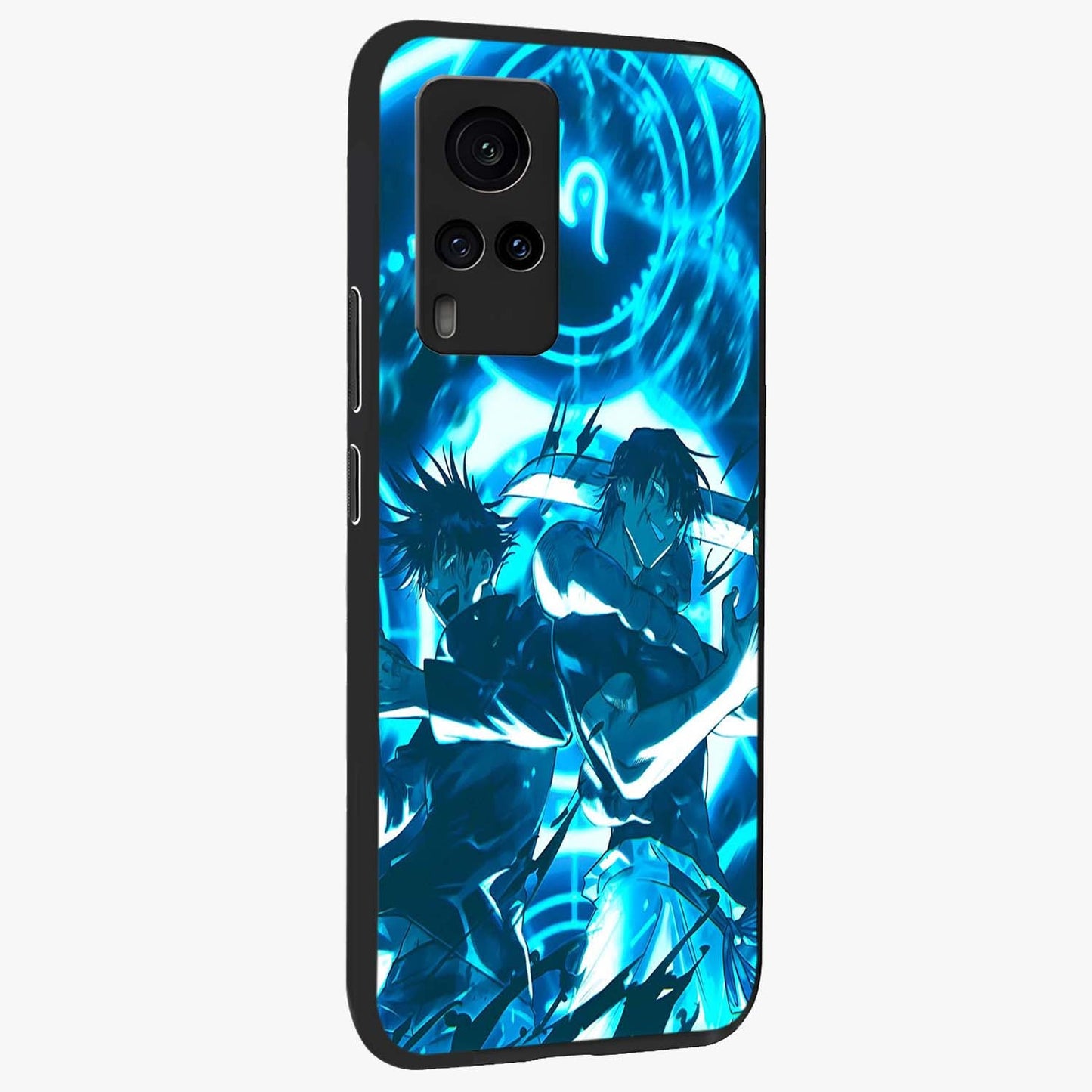 Cursed Energy Clash Glass Case upright view showcasing dramatic clash artwork with bold supernatural theme.